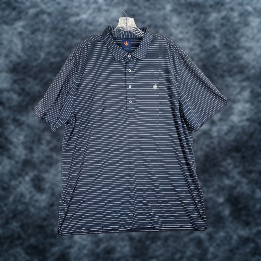 Vintage Donald Ross Polo Shirt Mens XL Blue Striped Short Sleeve Golf Jersey Button Embroidered Logo Polo Shirt Men XL Blue Stripe Sports Golf Size US XL / EU 56 / 4 - 1 Thumbnail