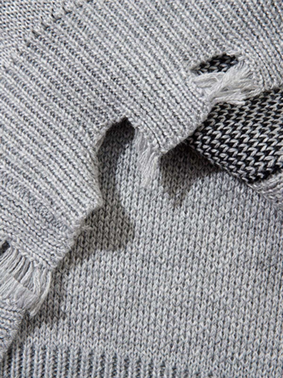 Japanese Brand Gray Distressed Knit Sweater with Cross Design Size US M / EU 48-50 / 2 - 4 Thumbnail
