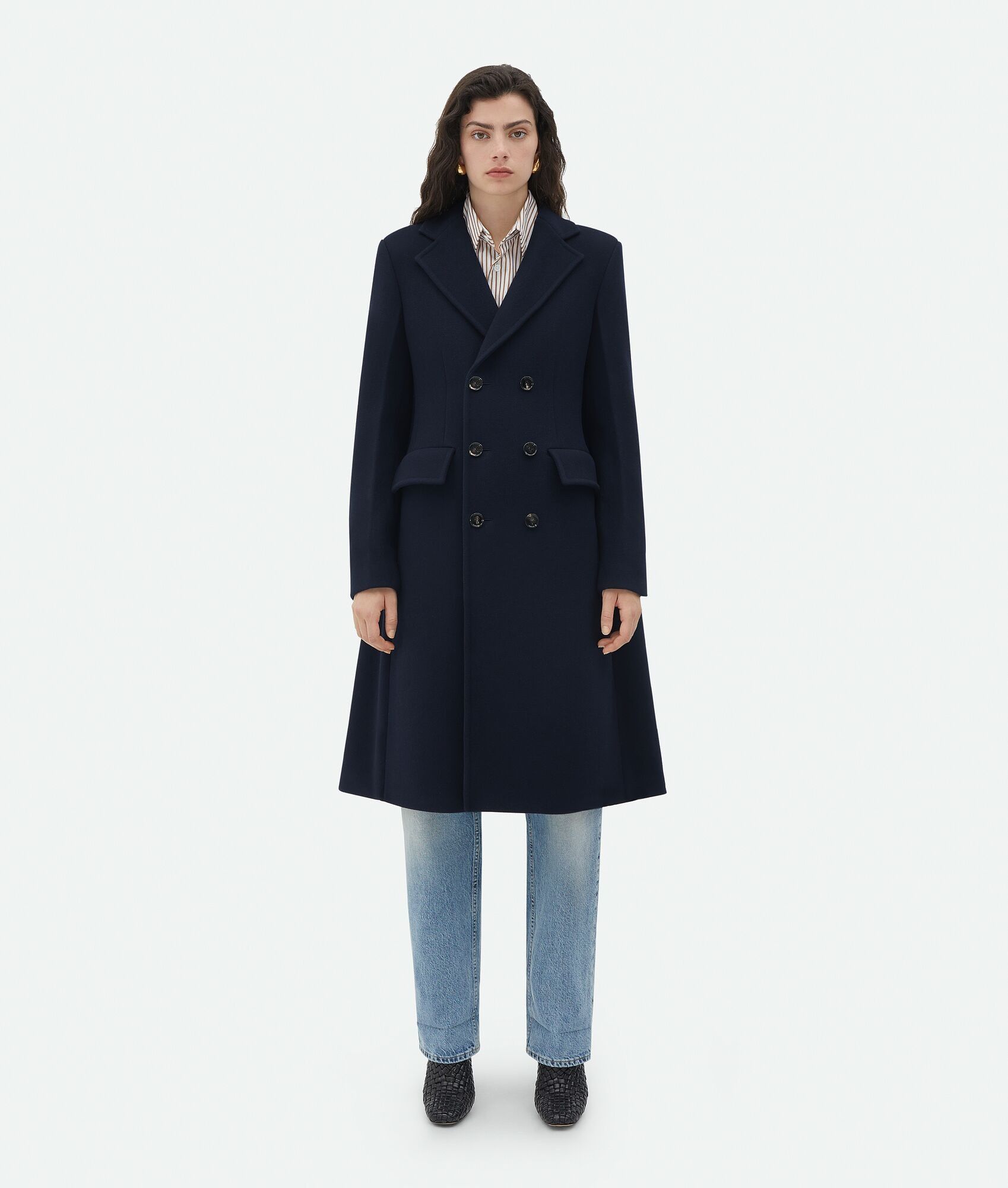 Bottega Veneta o1bcso1str0225 Wool And Cashmere Cape Coat in Navy Size M / US 6-8 / IT 42-44 - 1 Thumbnail