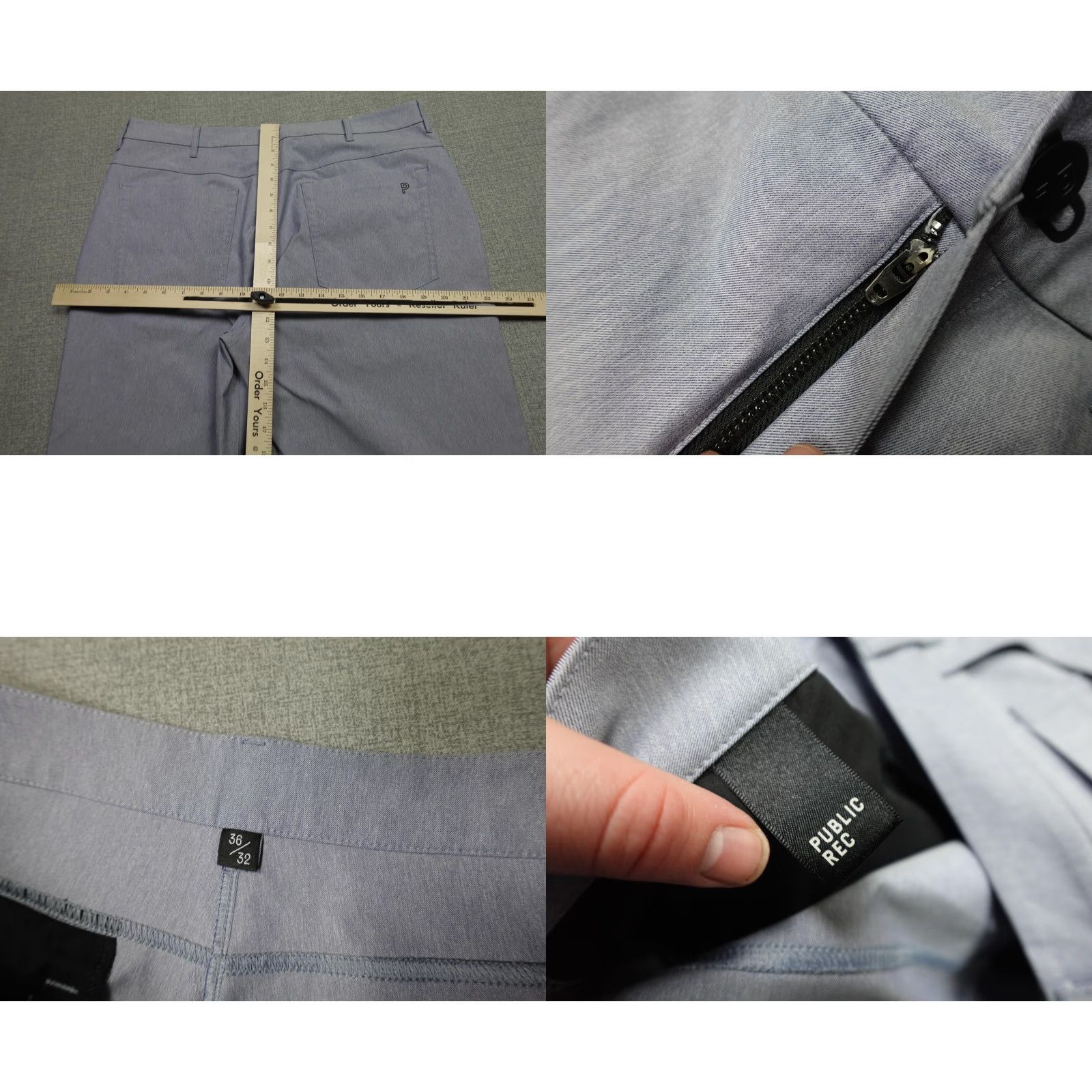 Vintage Public Rec Chino Pants Mens 36x32 Blue Straight Leg Casual Performance Travel Pants Mens Blue Flat Front Zip Fly 5-Pocket Logo Wide Range of Seasons Size US 36 / EU 52 - 8 Thumbnail