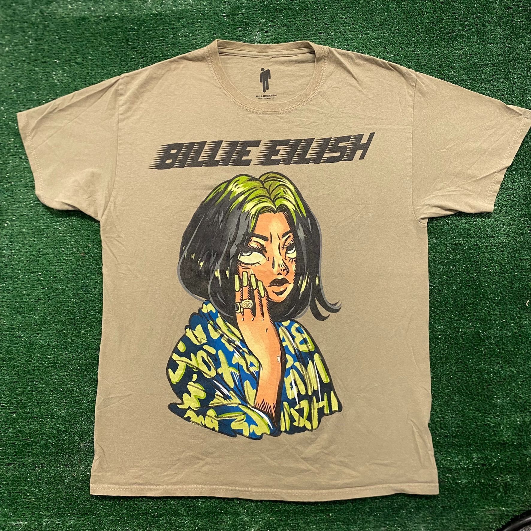 Vintage Billie Eilish Art Tonal Essential Goth Punk Emo Band T-Shirt ...