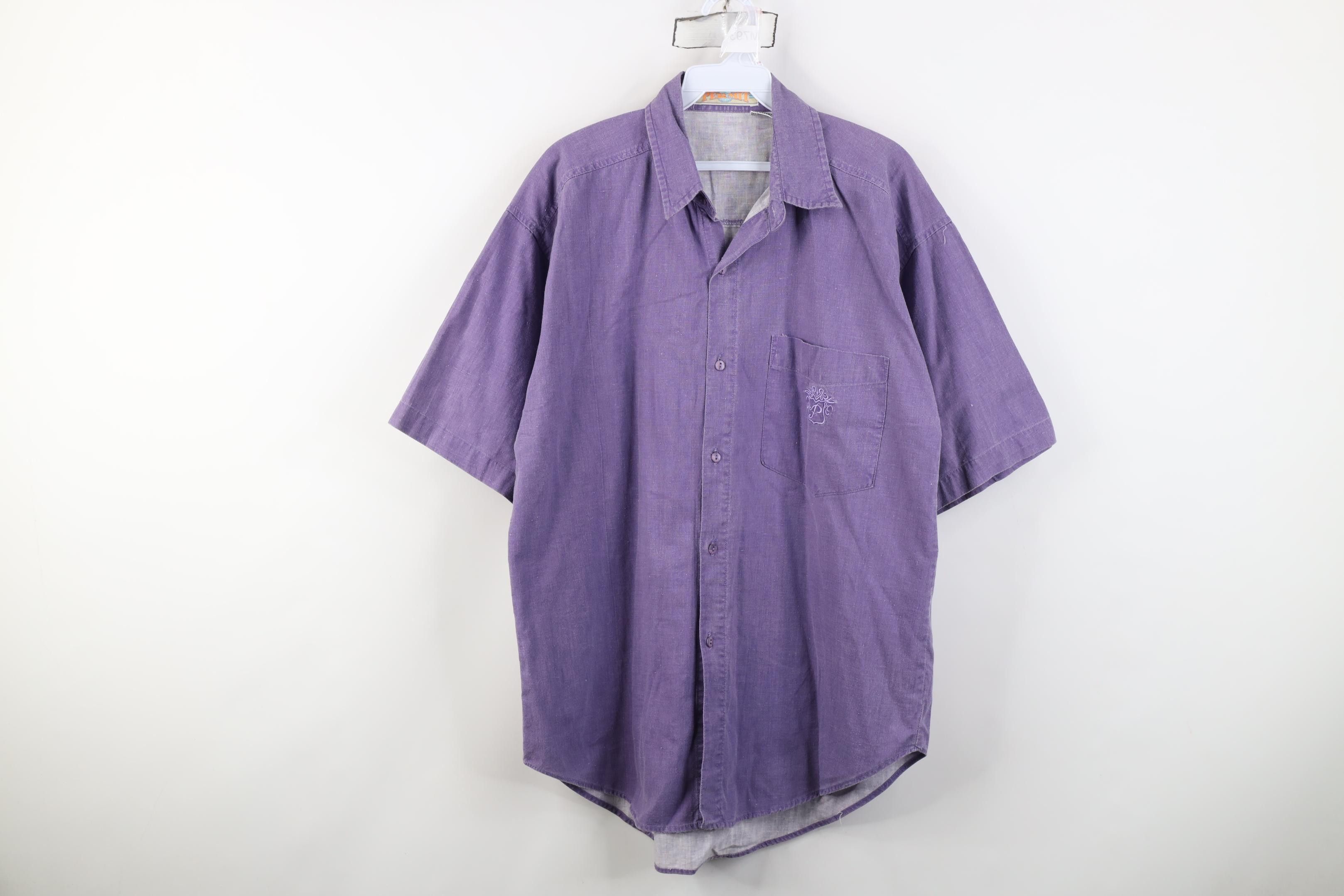 Vintage Vintage 90s Streetwear Stonewash Short Sleeve Button Shirt Size US M / EU 48-50 / 2 - 1 Thumbnail
