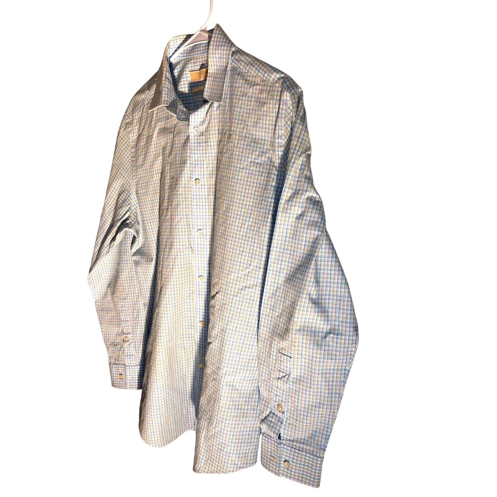 Michael Kors Michael Kors Men's Blue &Gold Checkered Dress Shirt 15.5viet Size US XS / EU 42 / 0 - 4 Thumbnail