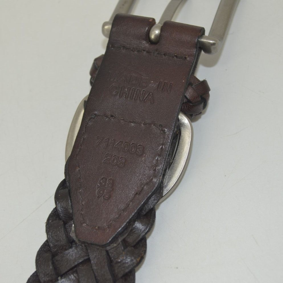 Other CRL Brown Leather Braided Weaved Men's Belt Silver Size 38 Size 38 - 7 Thumbnail