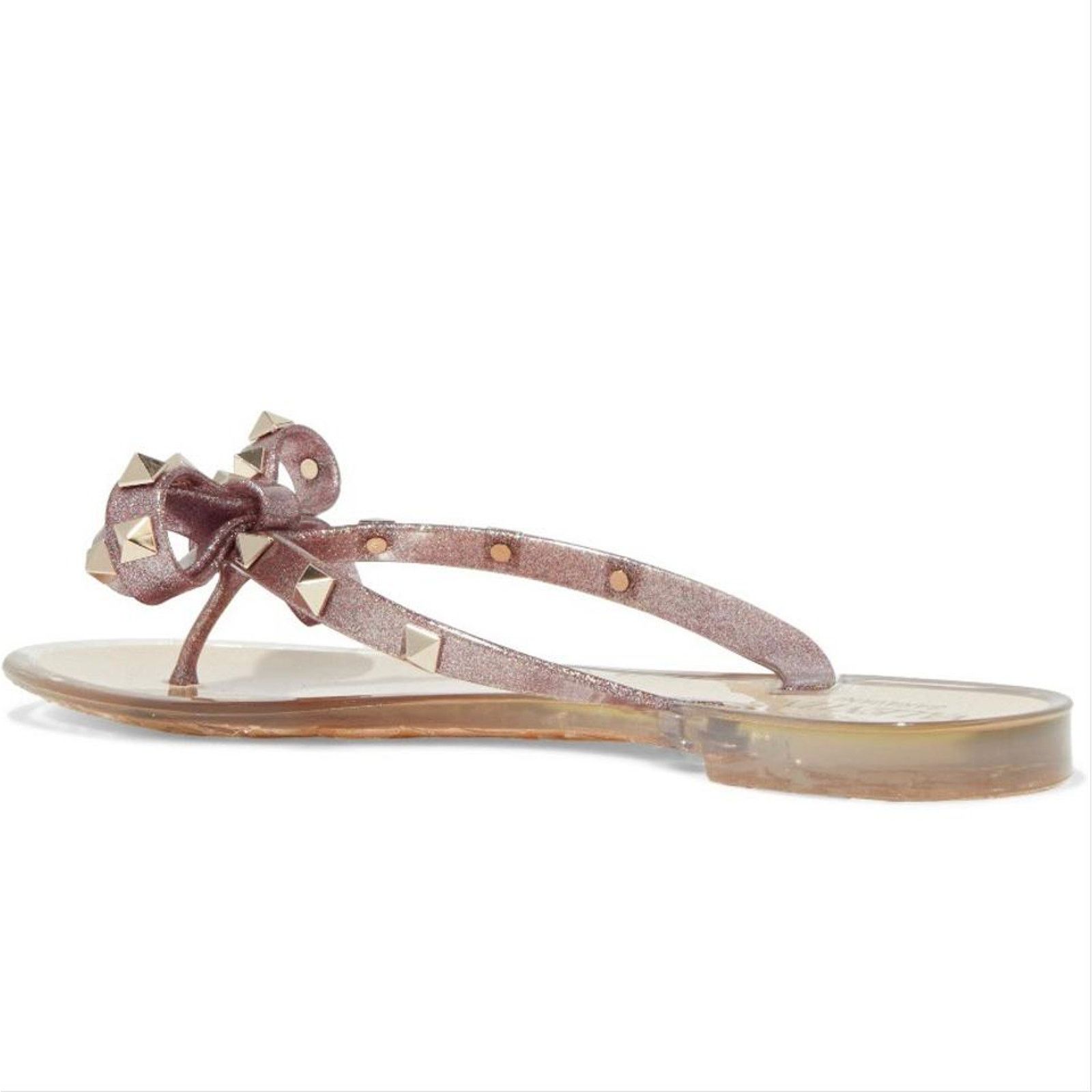 Valentino Valentino Garavani Rockstud bow glitter rubber sandals Size US 6 / IT 36 - 3 Thumbnail