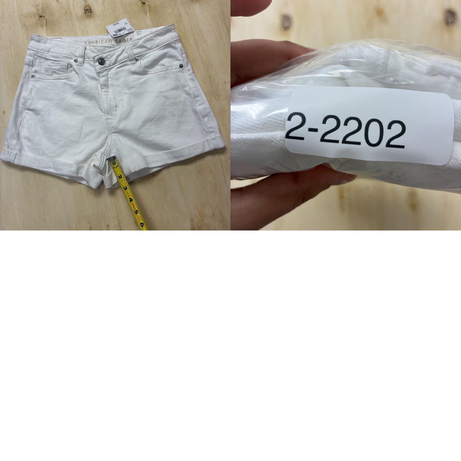 Vintage American Eagle Womens 4 White Mom Cuffed Denim Cotton Stretch Casual Shorts Size 27" / US 4 / IT 40 - 9 Thumbnail