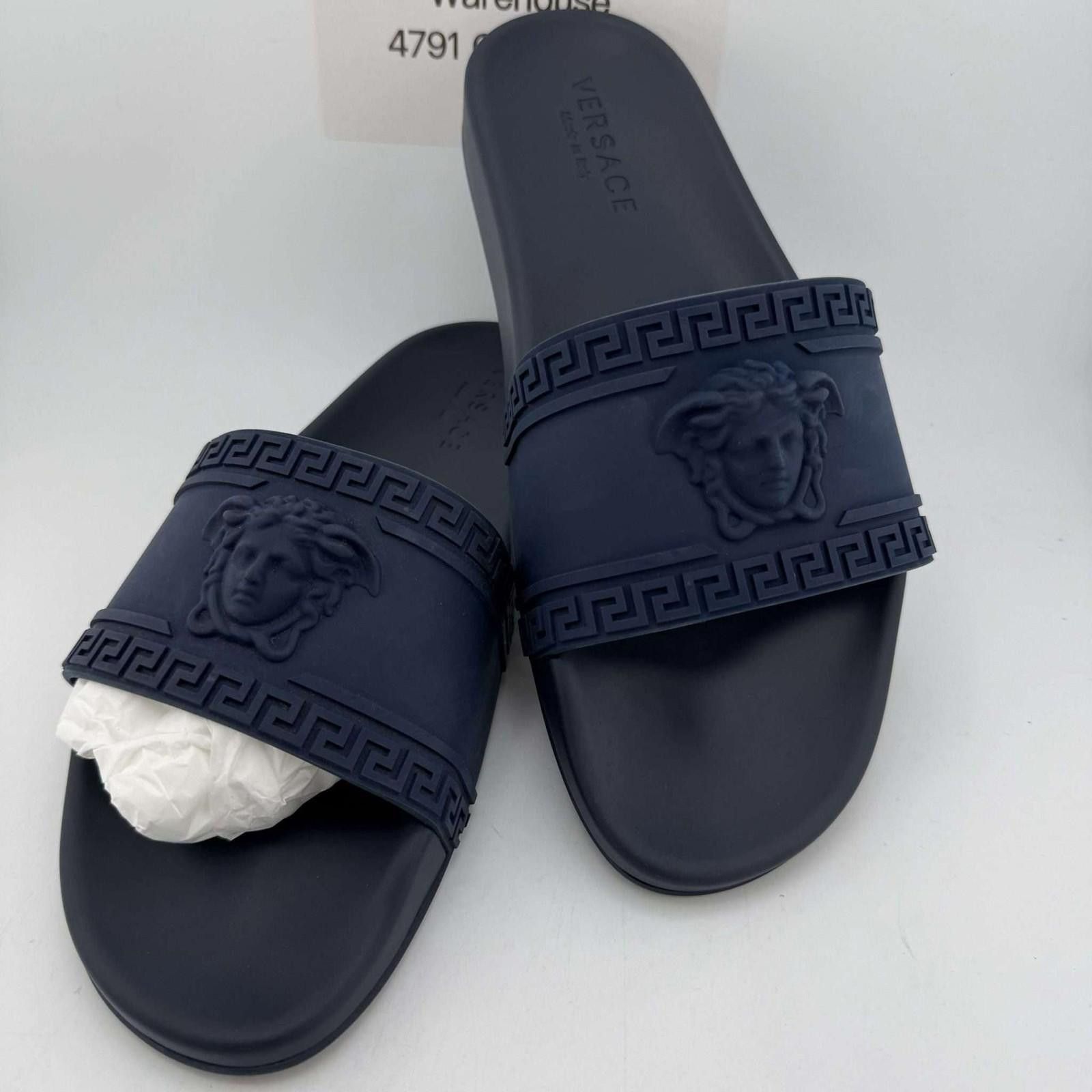 Versace Versace Slide Navy Sandals EU 44 New Size US 11 / EU 44 - 1 Thumbnail