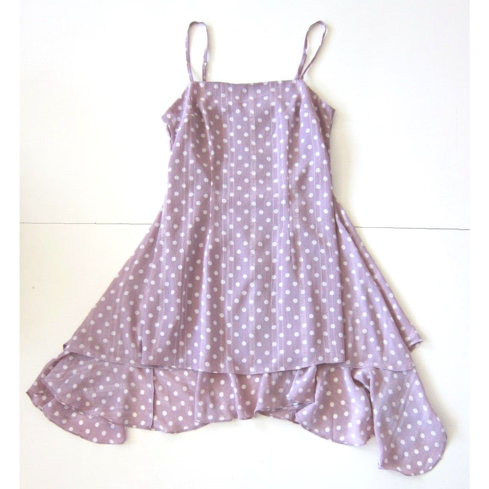 Vintage Showpo. Purple White Polka Dot Spaghetti Strap Tank Dress 2/S Size XS / US 0-2 / IT 36-38 - 2 Thumbnail