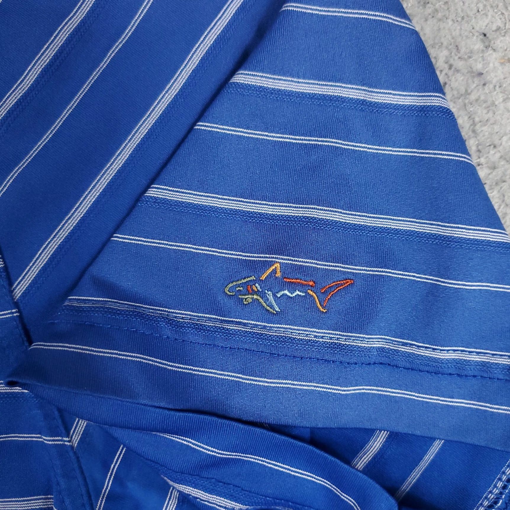 Vintage Greg Norman Polo Shirt Mens L Blue Striped Golf Casual Short Sleeve Polo Shirt Mens Blue Striped L Size US L / EU 52-54 / 3 - 3 Thumbnail