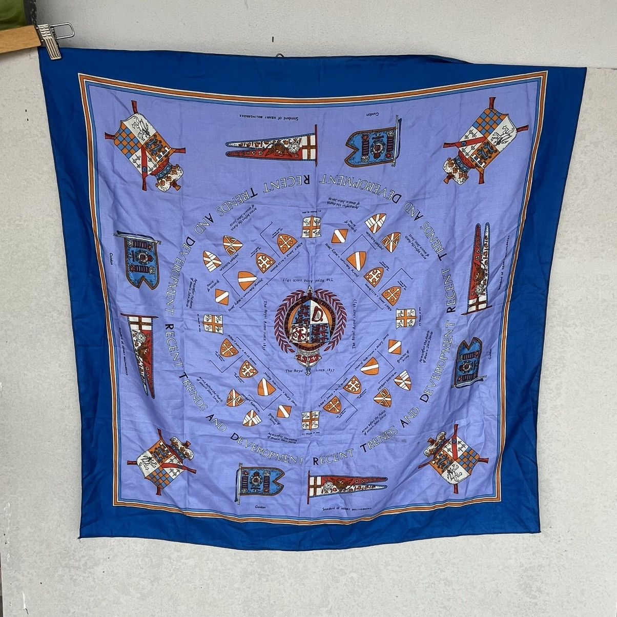 Other Vintage Blue And Purple Scarf With Heraldic Designs Size ONE SIZE - 1 Thumbnail