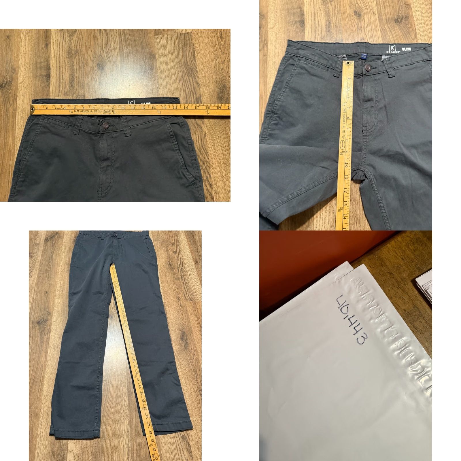 George George Jeans Men's 32x32 Gray Denim Slim Fit Mid Rise 5-Pocket Pockets Regular Inseam 32 - Straight Style Jeans Size US 32 / EU 48 - 8 Thumbnail