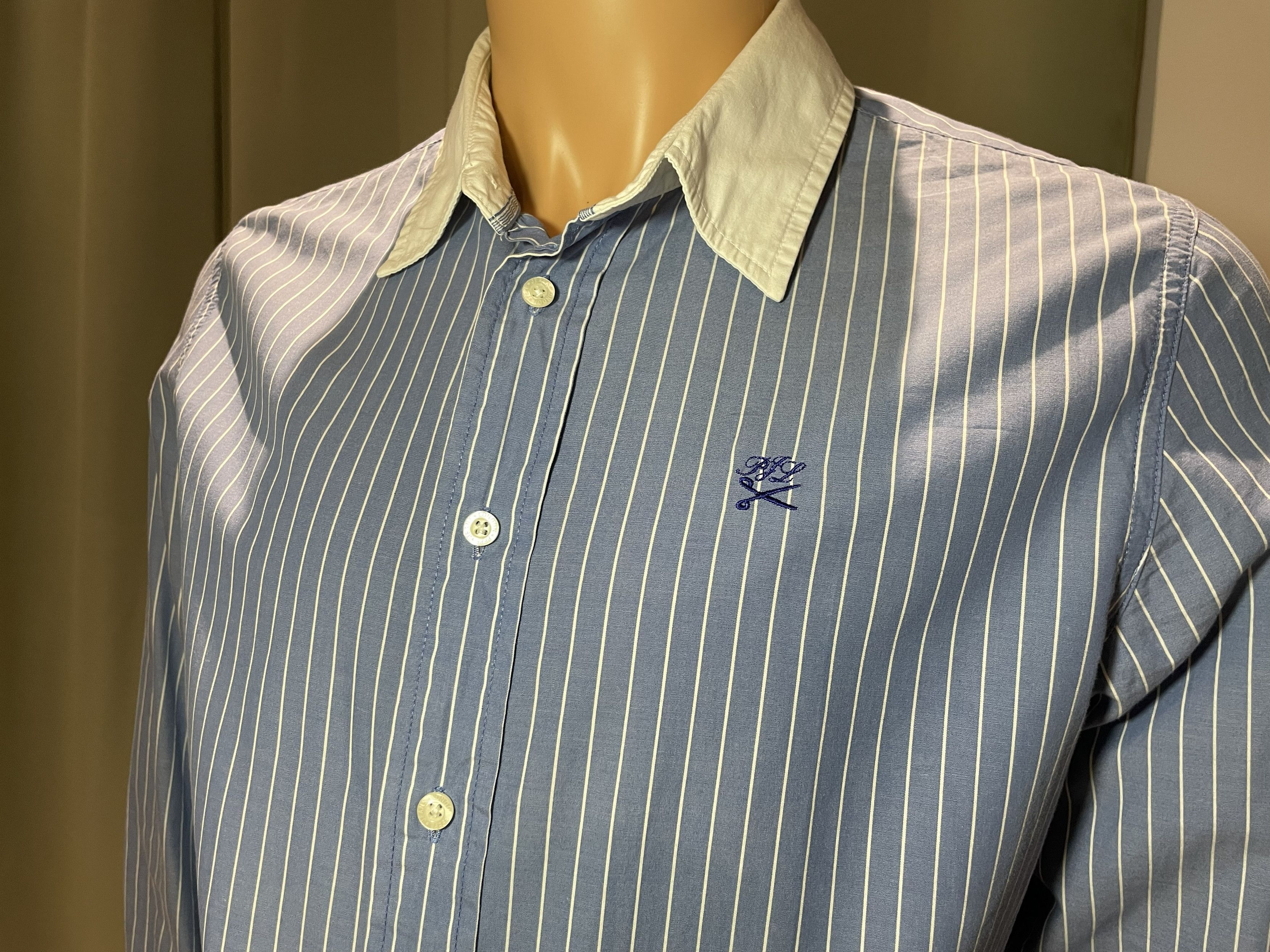 Pepe Jeans Pepe Jeans Slim Fit Striped Shirt - Blue/White - L Size US L / EU 52-54 / 3 - 3 Thumbnail
