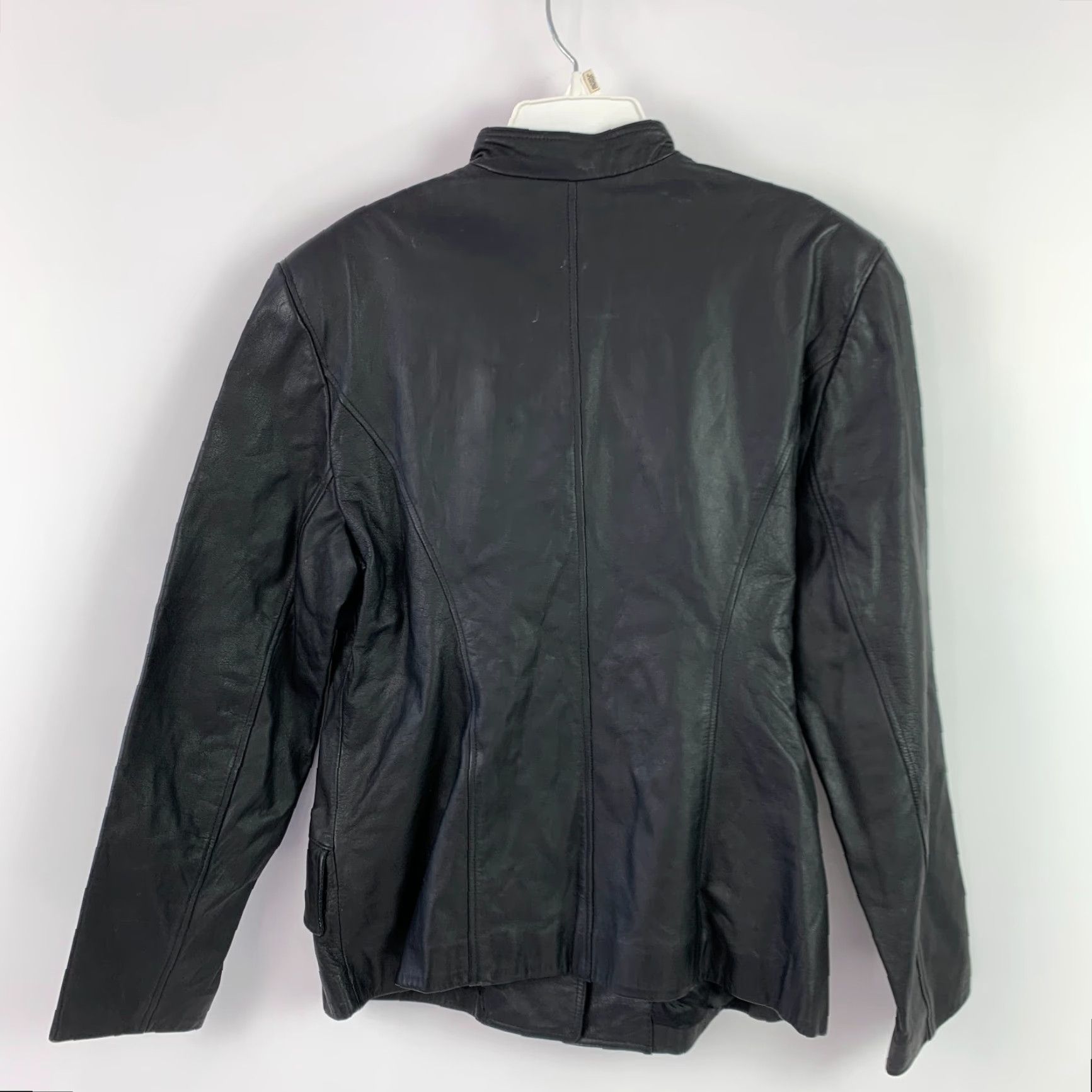 Vintage VINTAGE Virginia Slims Leather Motorcycle Jacket Women's L Black Solid Button Short Length Autumn Spring Size L / US 10 / IT 46 - 6 Thumbnail