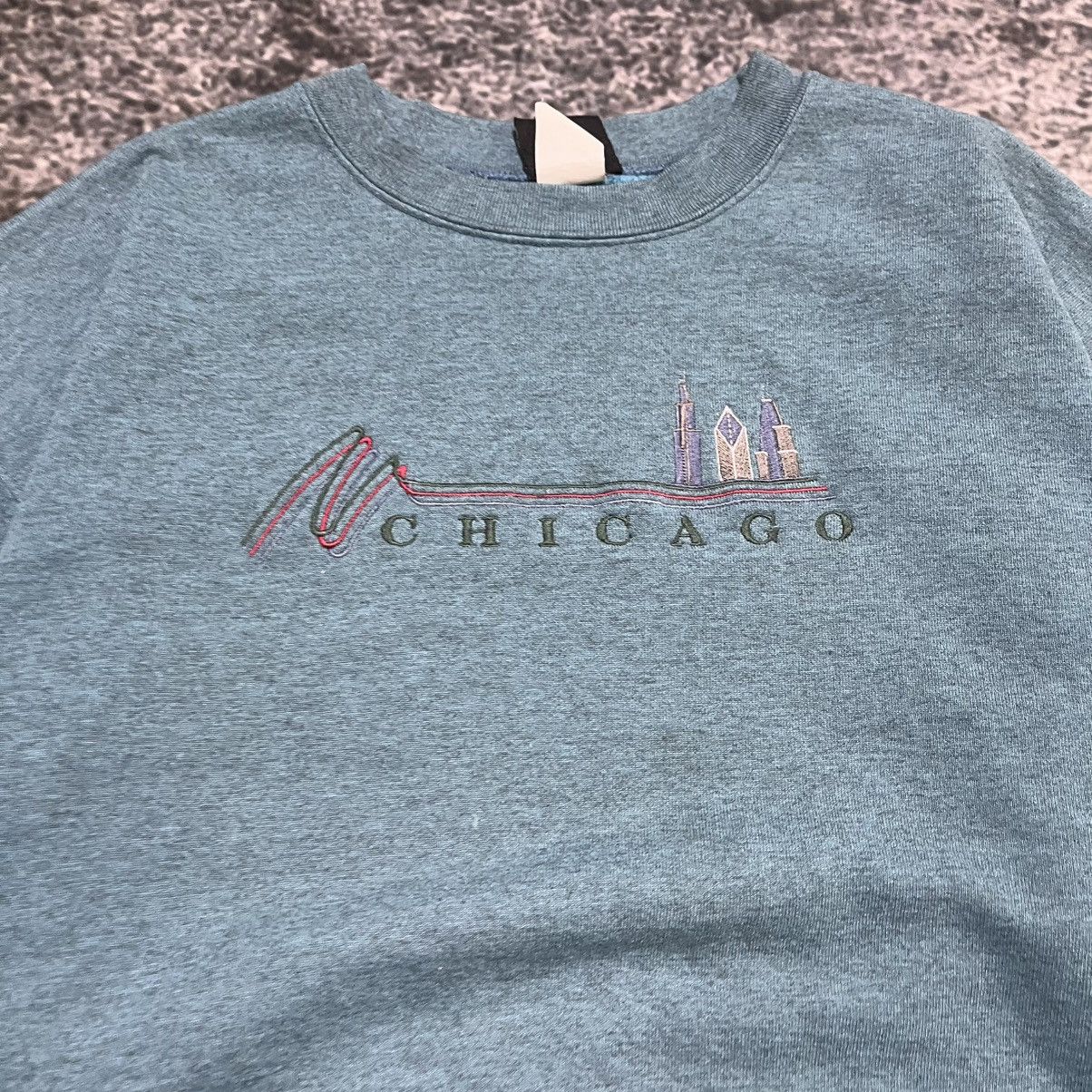 Vintage Vintage 90s Chicago Crewneck Blue Embroidered Large Size US L / EU 52-54 / 3 - 3 Thumbnail