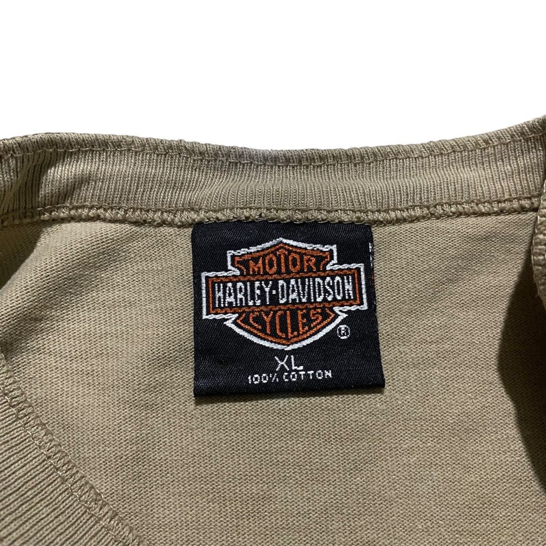 Harley Davidson Harley davidson vintage half button tan red sleeve tee Size US XL / EU 56 / 4 - 4 Thumbnail
