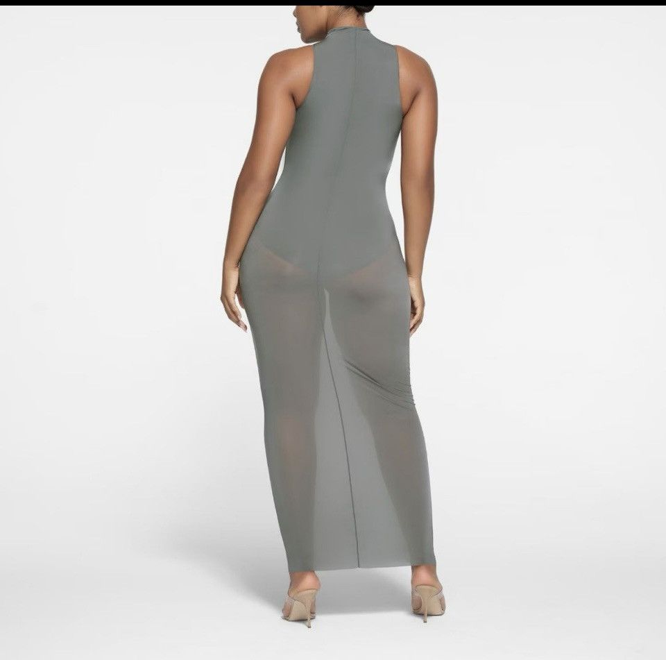 SKIMS NWT Skims Milky Sheer Mock Neck Long Dress Gunmetal Small Size S / US 4 / IT 40 - 3 Thumbnail