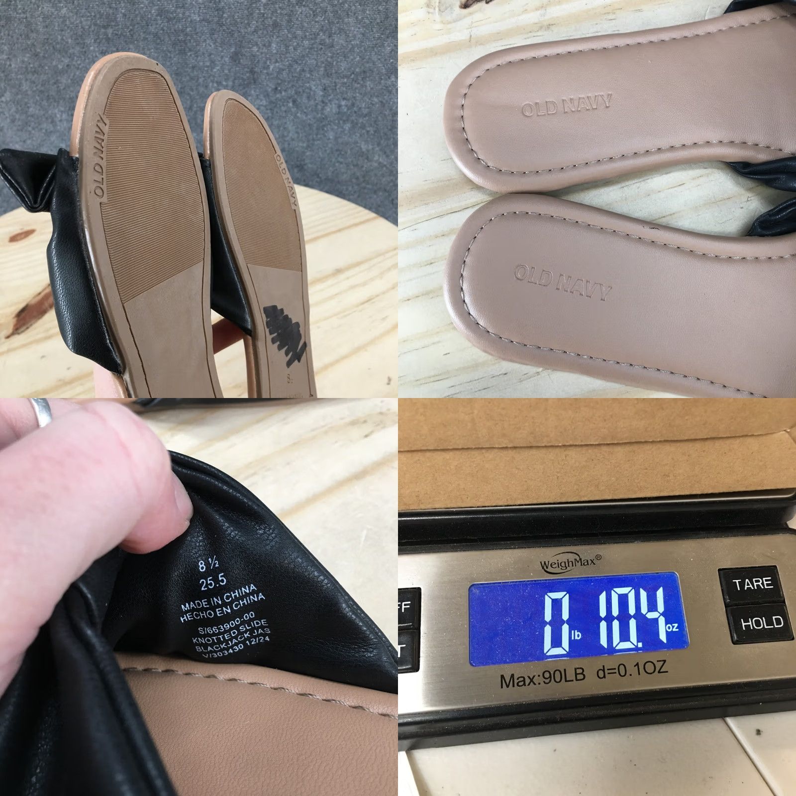 Old Navy Old Navy Sandals Womens 8.5 Knotted Strap Slide Slip On Flats Black Faux Leather Size US 9 / IT 39 - 9 Thumbnail