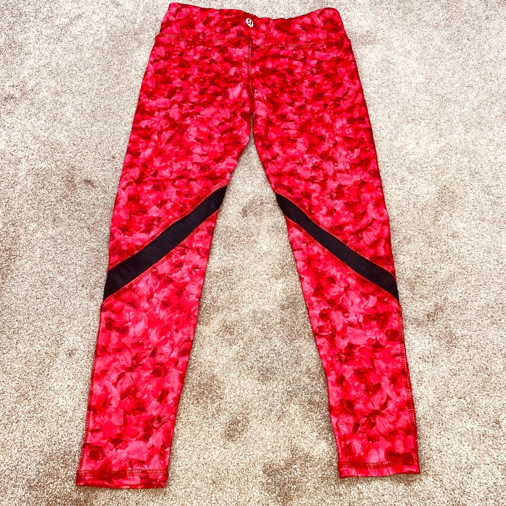 Lululemon Lululemon Leggings Women 4 Red Floral 25" Inseam Nylon Spandex Pull On Ankle Pocket Athleisure Yoga Size 27" / US 4 / IT 40 - 7 Thumbnail