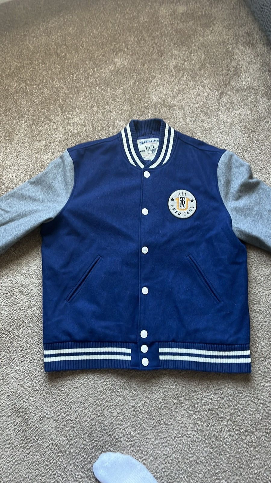 image of True Religion Varsity Jacket in Blue, Men's (Size 2XL)