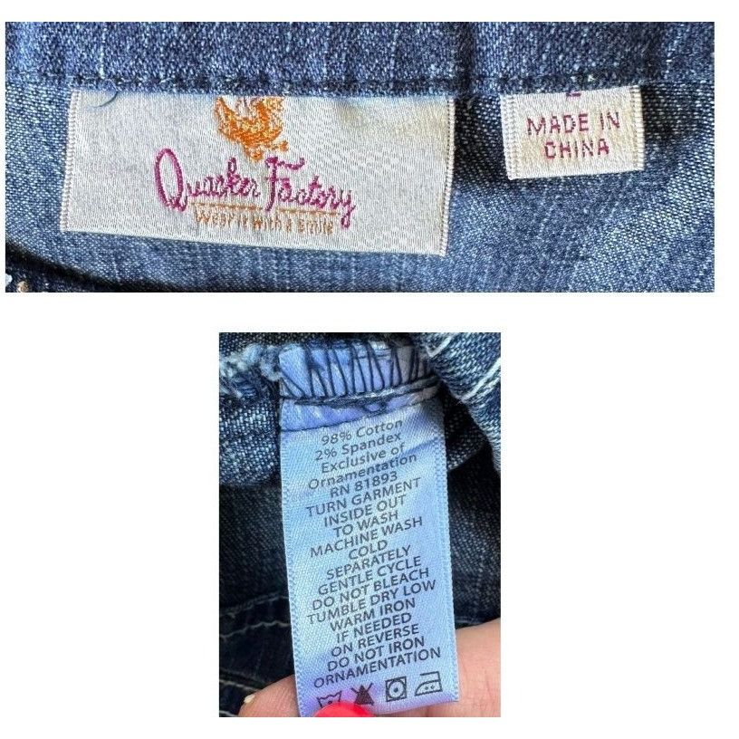 Quacker Factory × Vintage Vintage Quacker Factory Jean Jacket Large Blue Denim Size L / US 10 / IT 46 - 12 Thumbnail