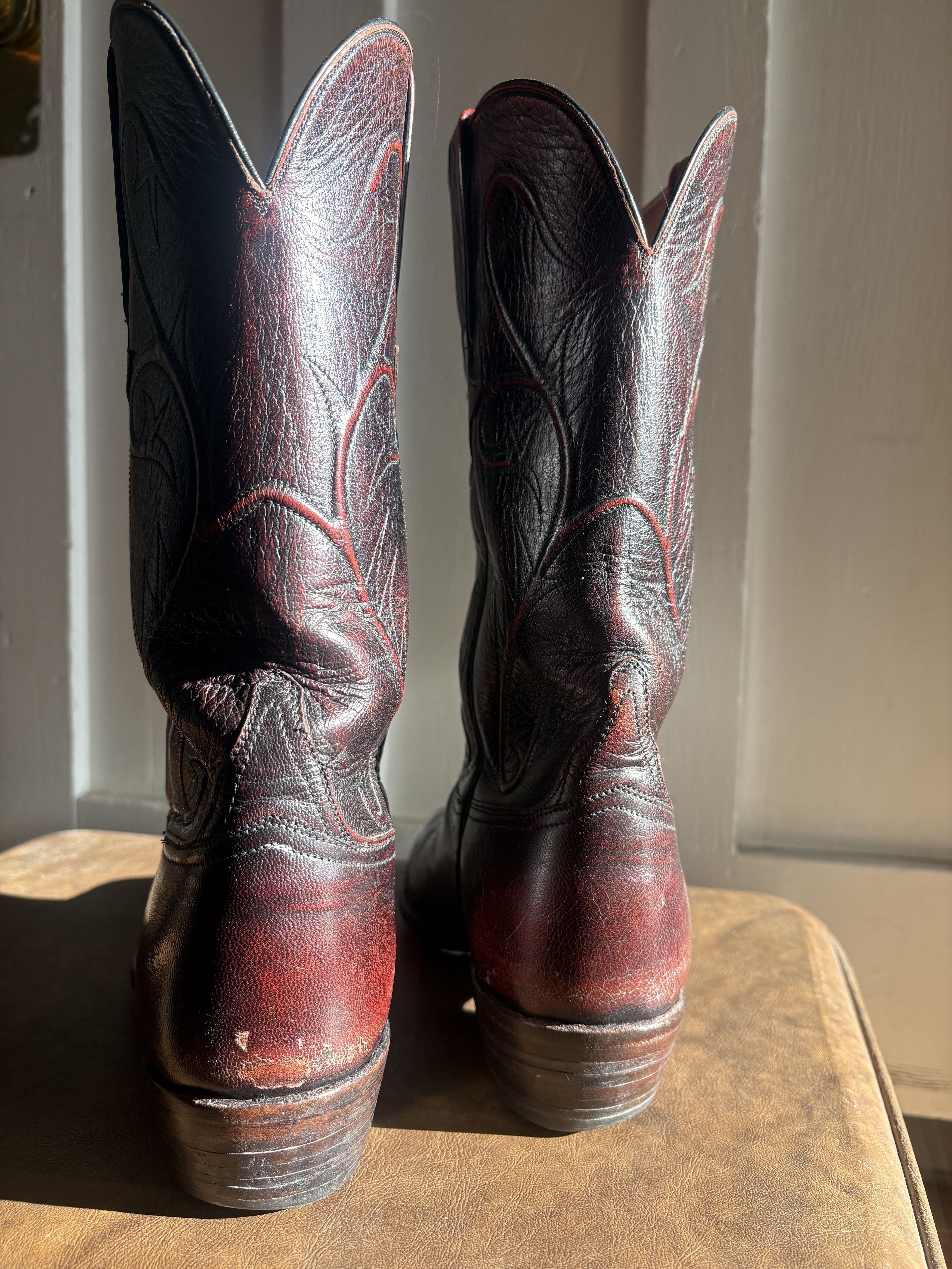 Lucchese Black Cherry Vintage Western Cowboy Boots Size US 10 / EU 43 - 4 Thumbnail