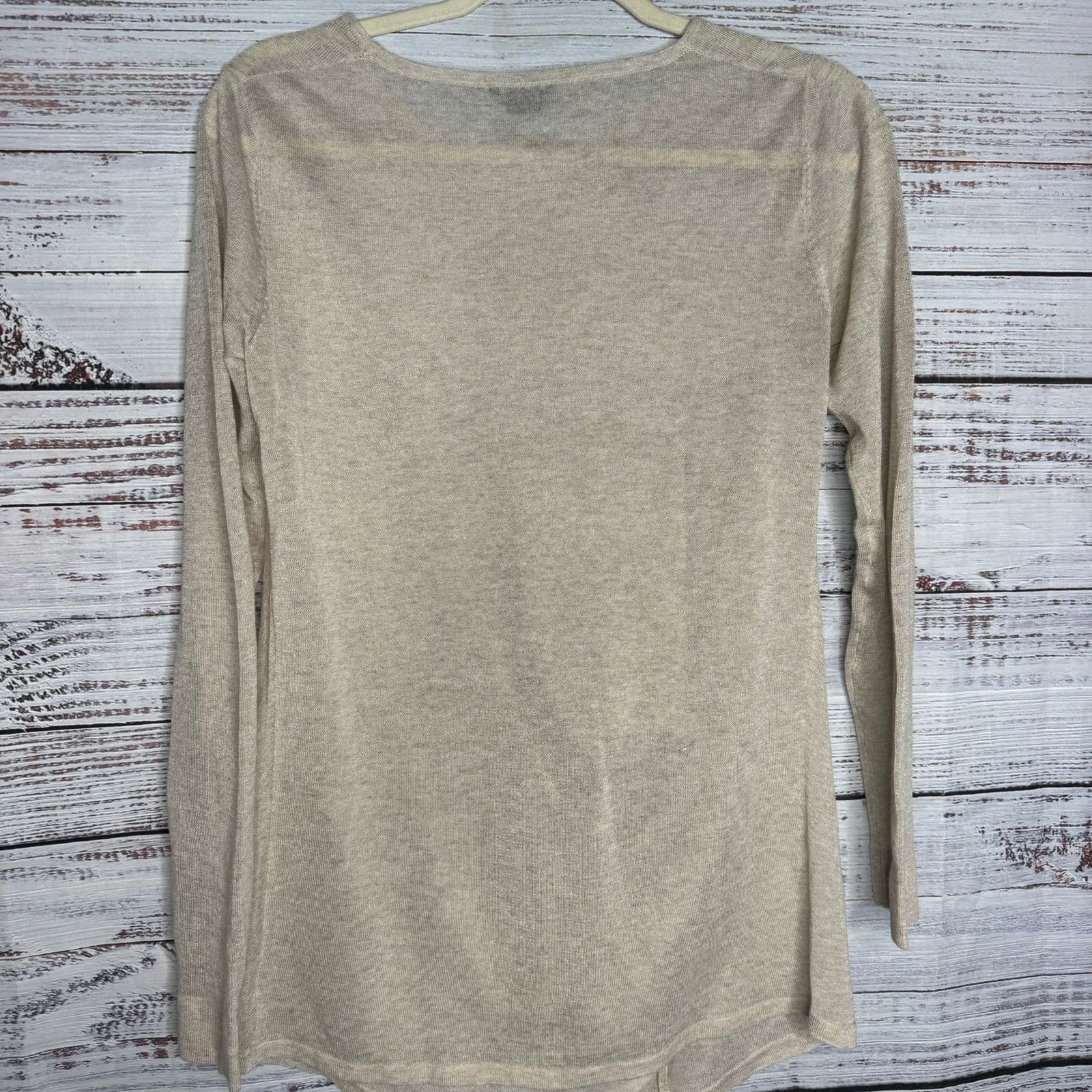 Theory Theory Beige Draped Front Long Sleeve Knit Top Lightweight M Size M / US 6-8 / IT 42-44 - 3 Thumbnail