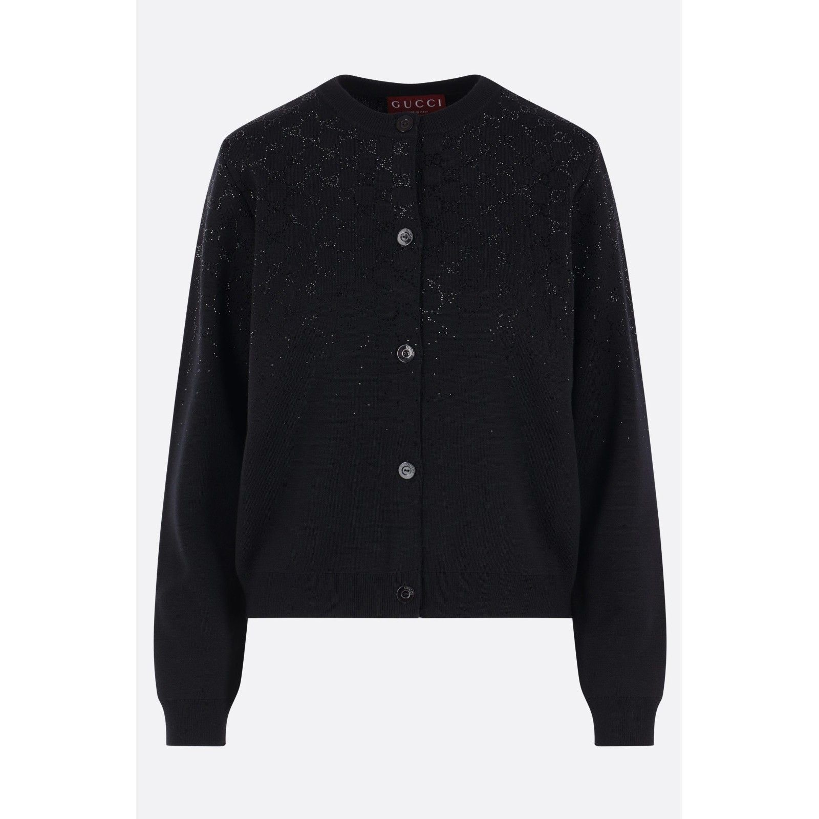 Gucci GUCCI Black Wool Blend Crystal Cardigan New & Authentic (Wom Size S / US 4 / IT 40 - 1 Thumbnail