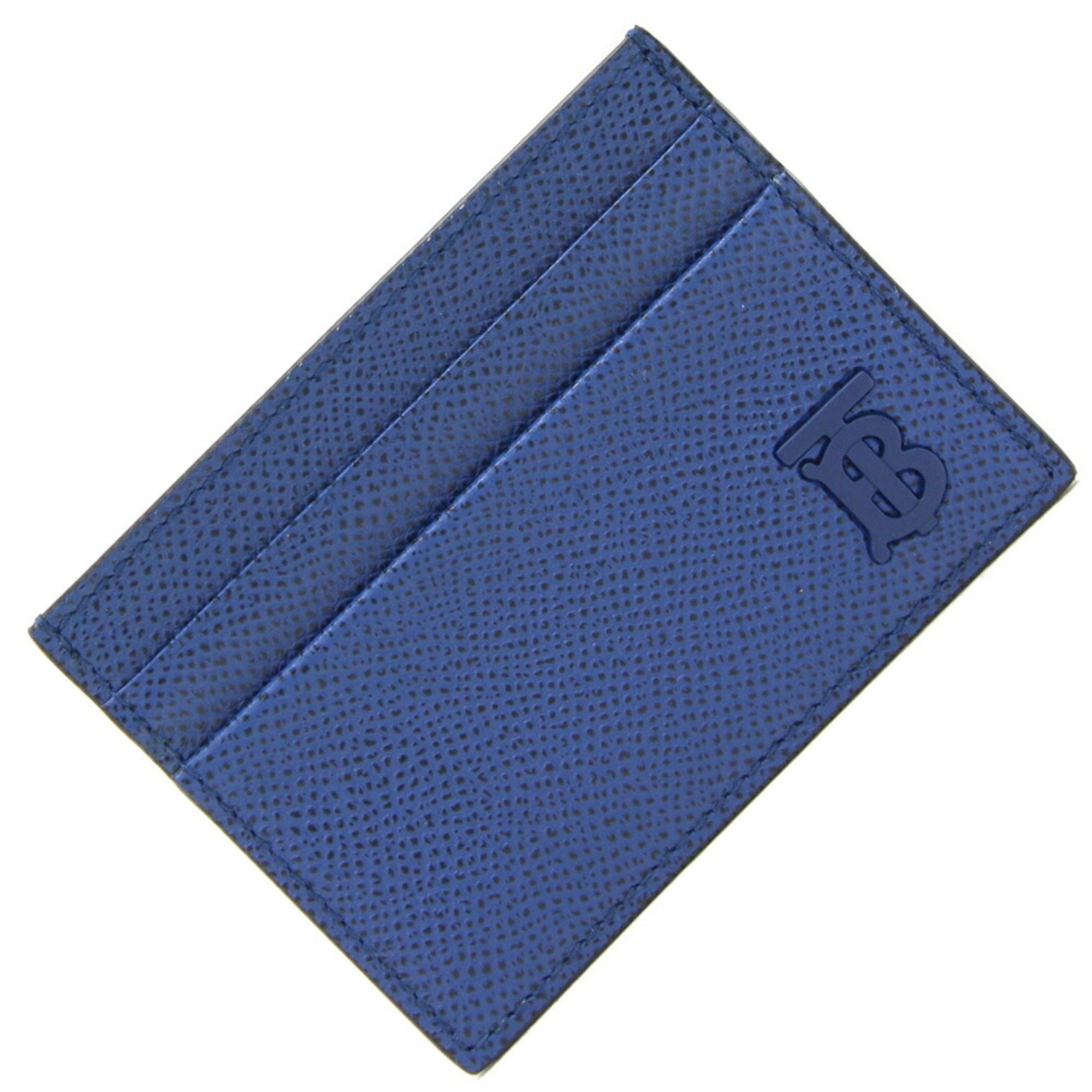 image of Burberry Card Case Blue Leather Holder Pass Women Men Burberry