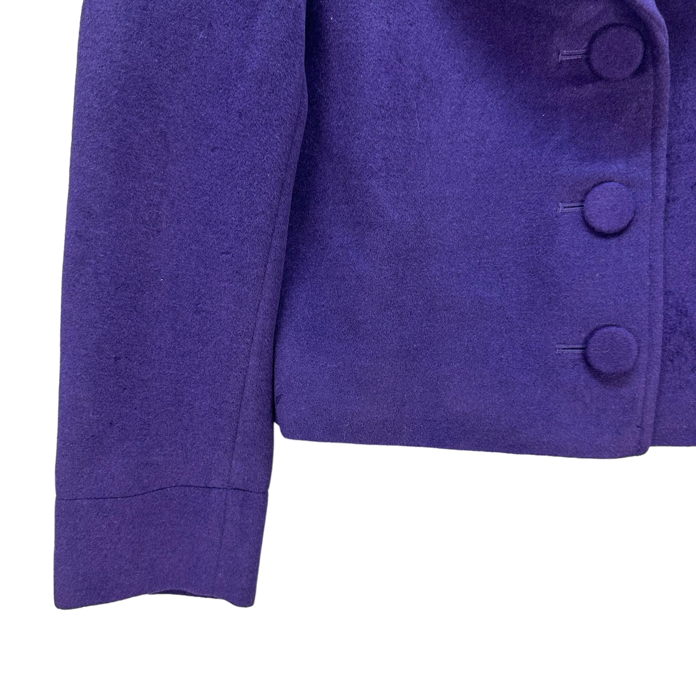 agnes b. AGNES B PARIS PURPLE WOOL CROPPED JACKET #7584-155 Size S / US 4 / IT 40 - 4 Thumbnail