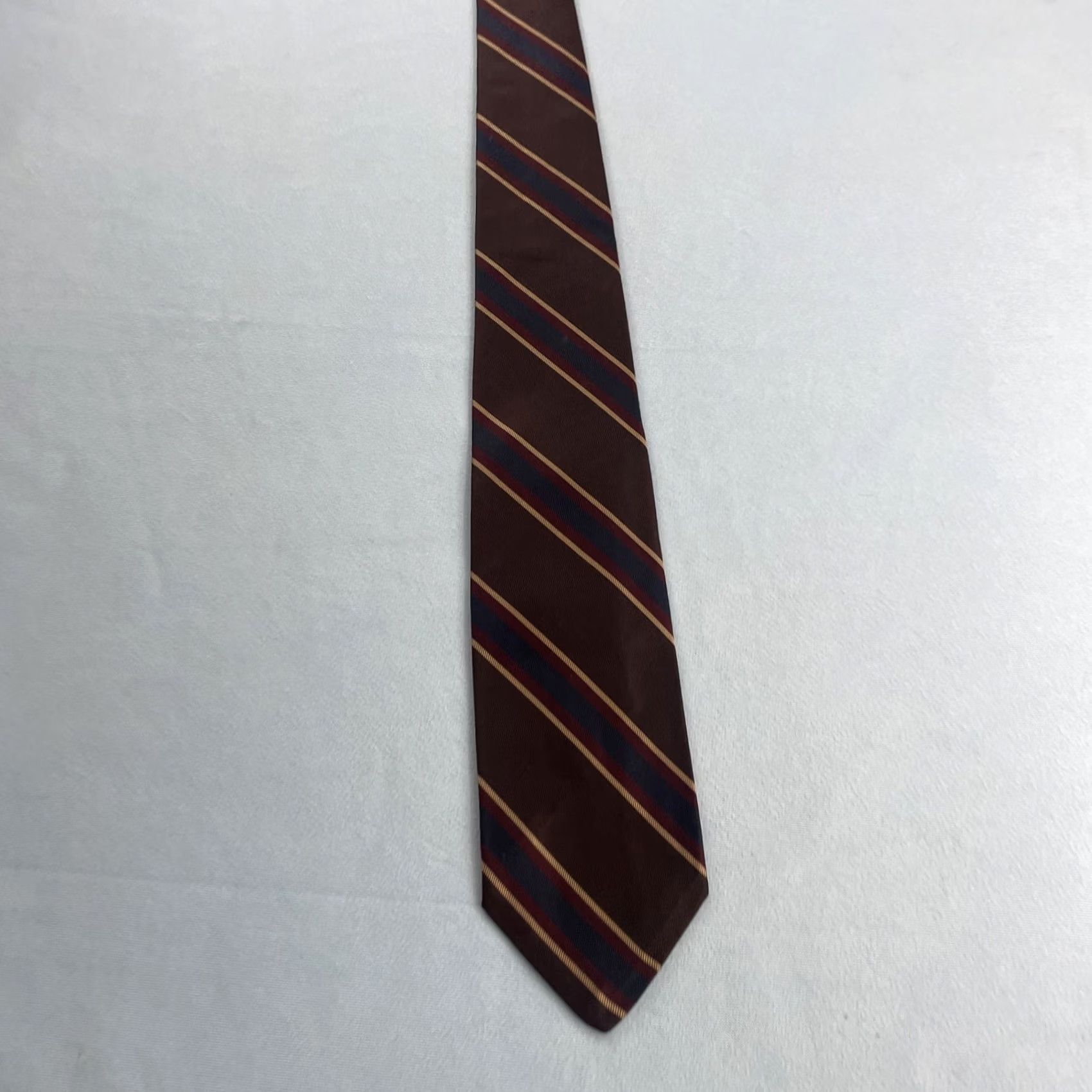 Robert Talbott VINTAGE Robert Talbott Ascot Shop Silk Neck Tie Brown Woven Repp Tie 60s USA 3.5x58 Mens Tie Brown Silk Repp Vintage Geometric Size ONE SIZE - 3 Thumbnail