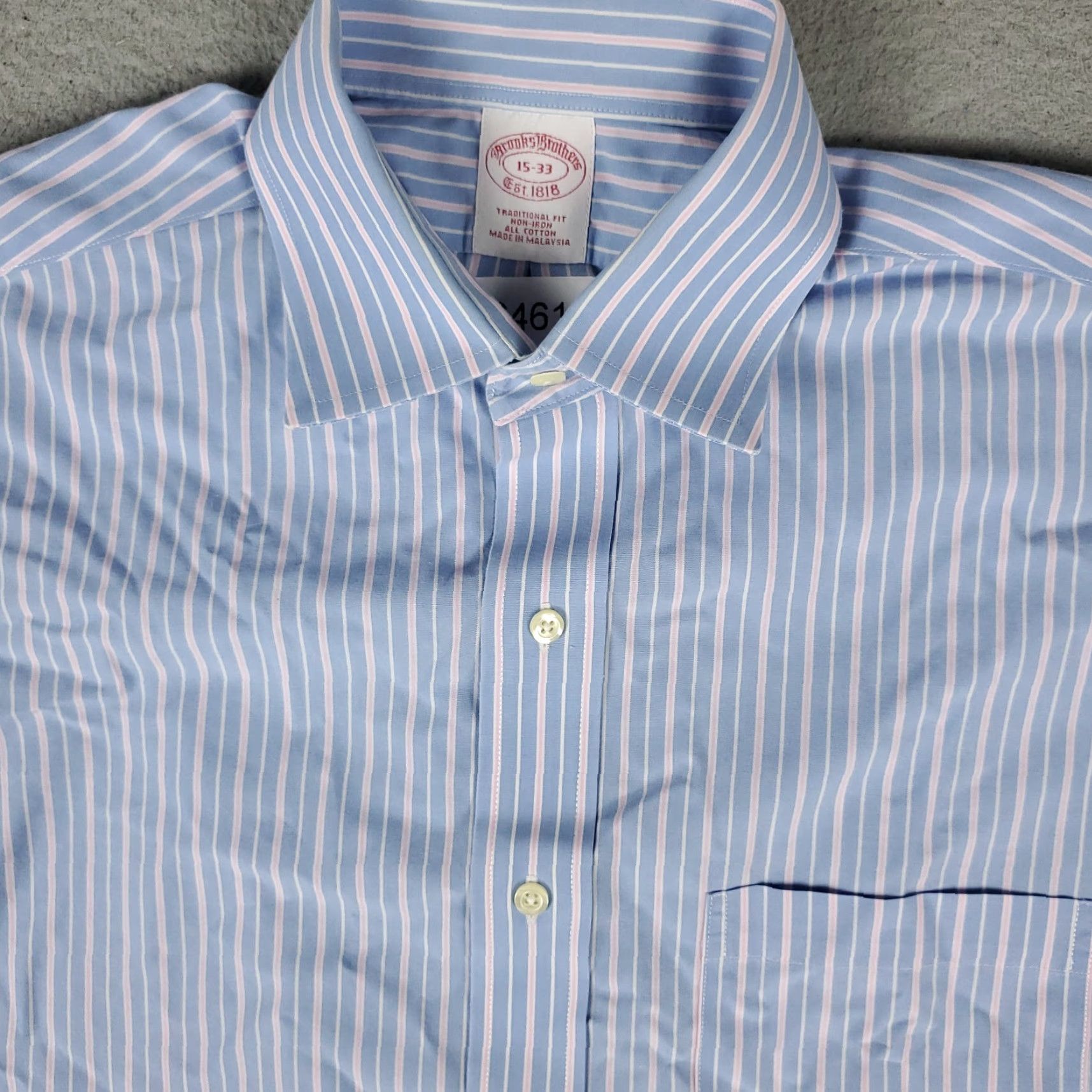 Brooks Brothers Brooks Brothers Dress Shirt Mens 15 Blue Striped Long Sleeve Button Up Regular Fit Non-Iron Classic Collar Cuff Barrel Men's Shirt Size 40R - 2 Thumbnail