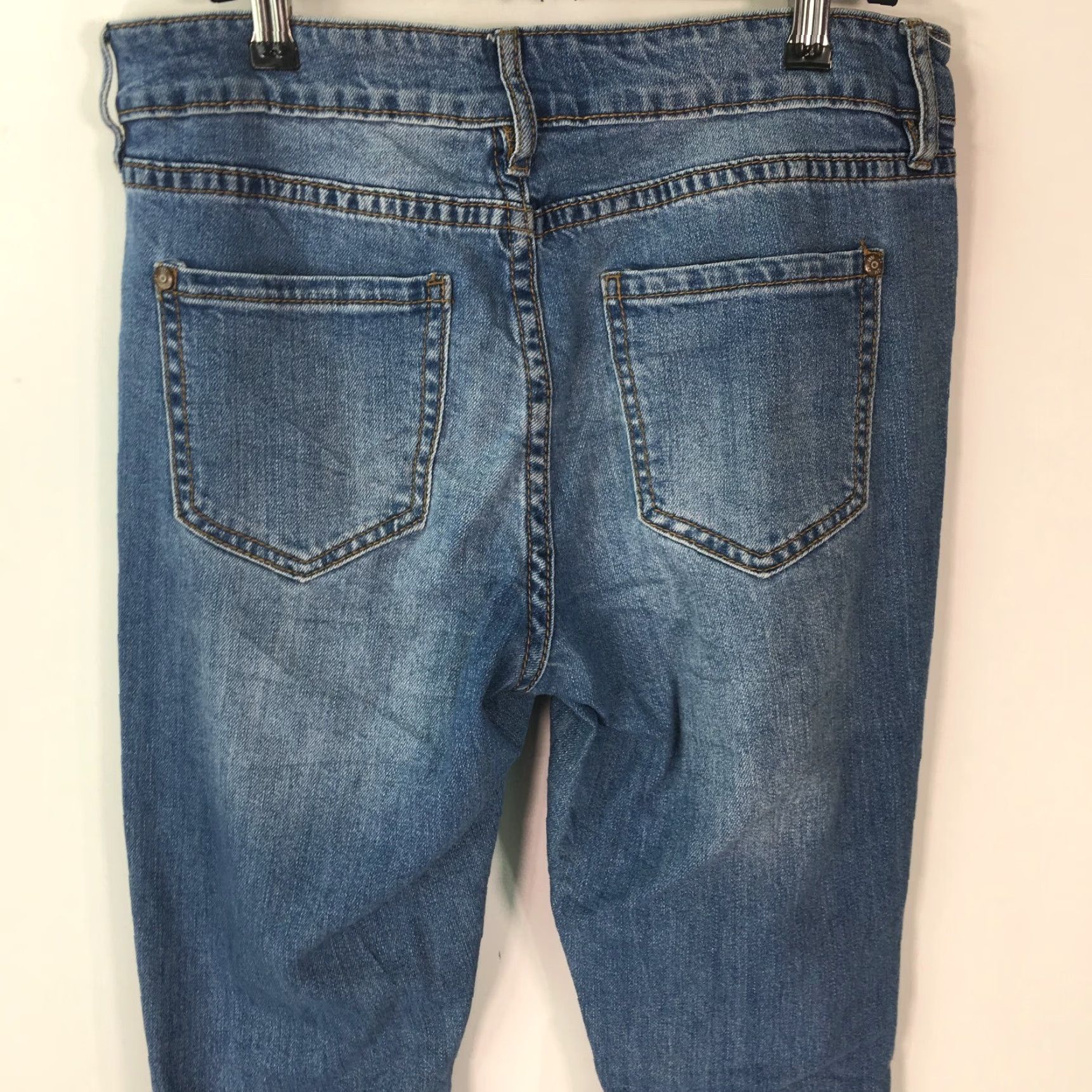 Cotton On Cotton On Womens Jeans Skinny Blue 7/8 Denim Regular 5-Pocket Distressed Slim Casual Size 28" / US 6 / IT 42 - 3 Thumbnail