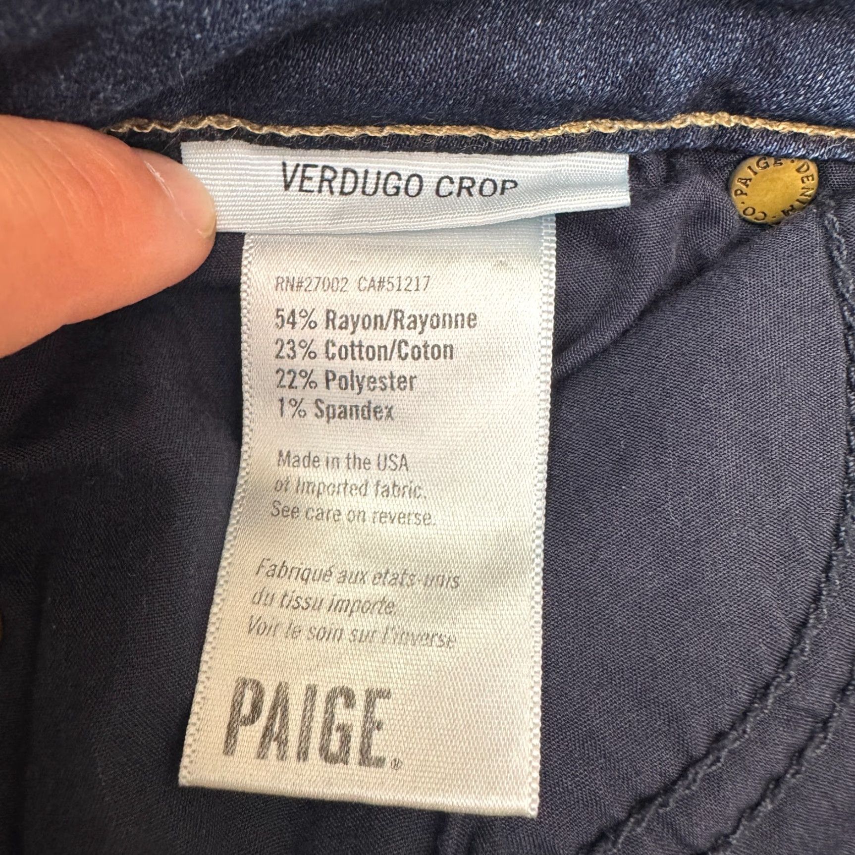 Paige Paige Verdugo Crop Jeans Women 28 Blue Dark Wash Mid Rise Stretch Denim Size 28" / US 6 / IT 42 - 7 Thumbnail