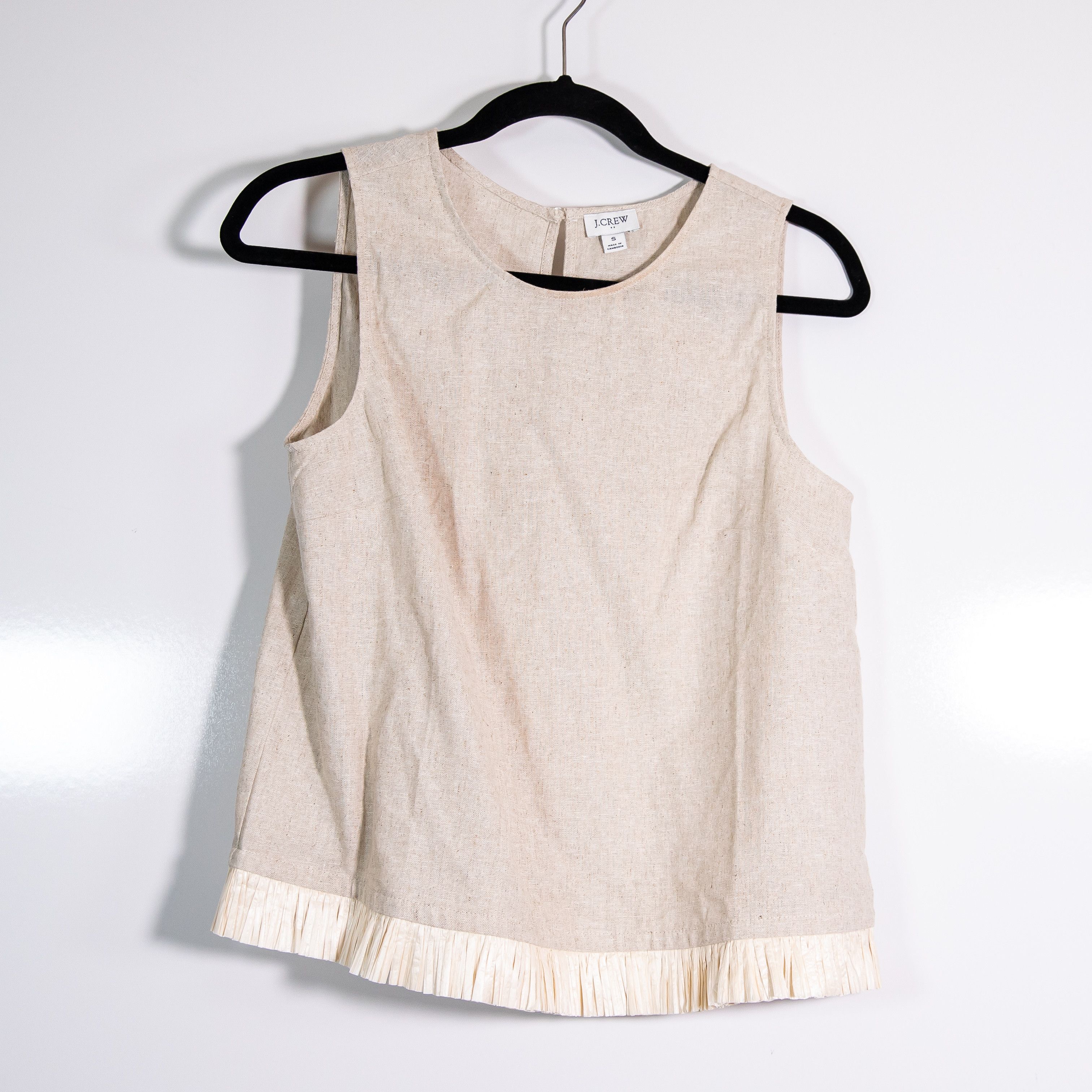J.Crew J. Crew Straw Raffia Ruffle Trim Linen Blend Size S / US 4 / IT 40 - 1 Thumbnail
