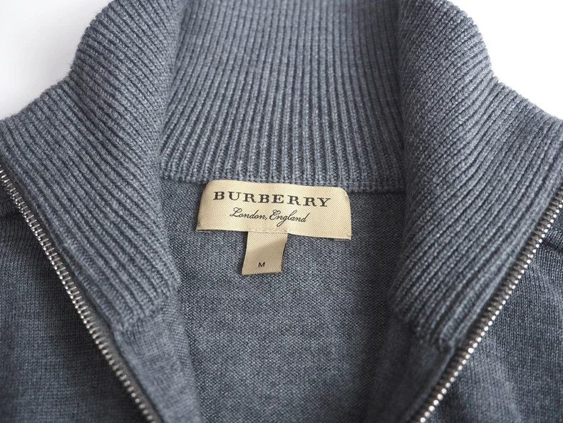 Burberry BURBERRYDark Grey Split Collar Wool Sweater 2503-Nextarrow Size US M / EU 48-50 / 2 - 5 Thumbnail