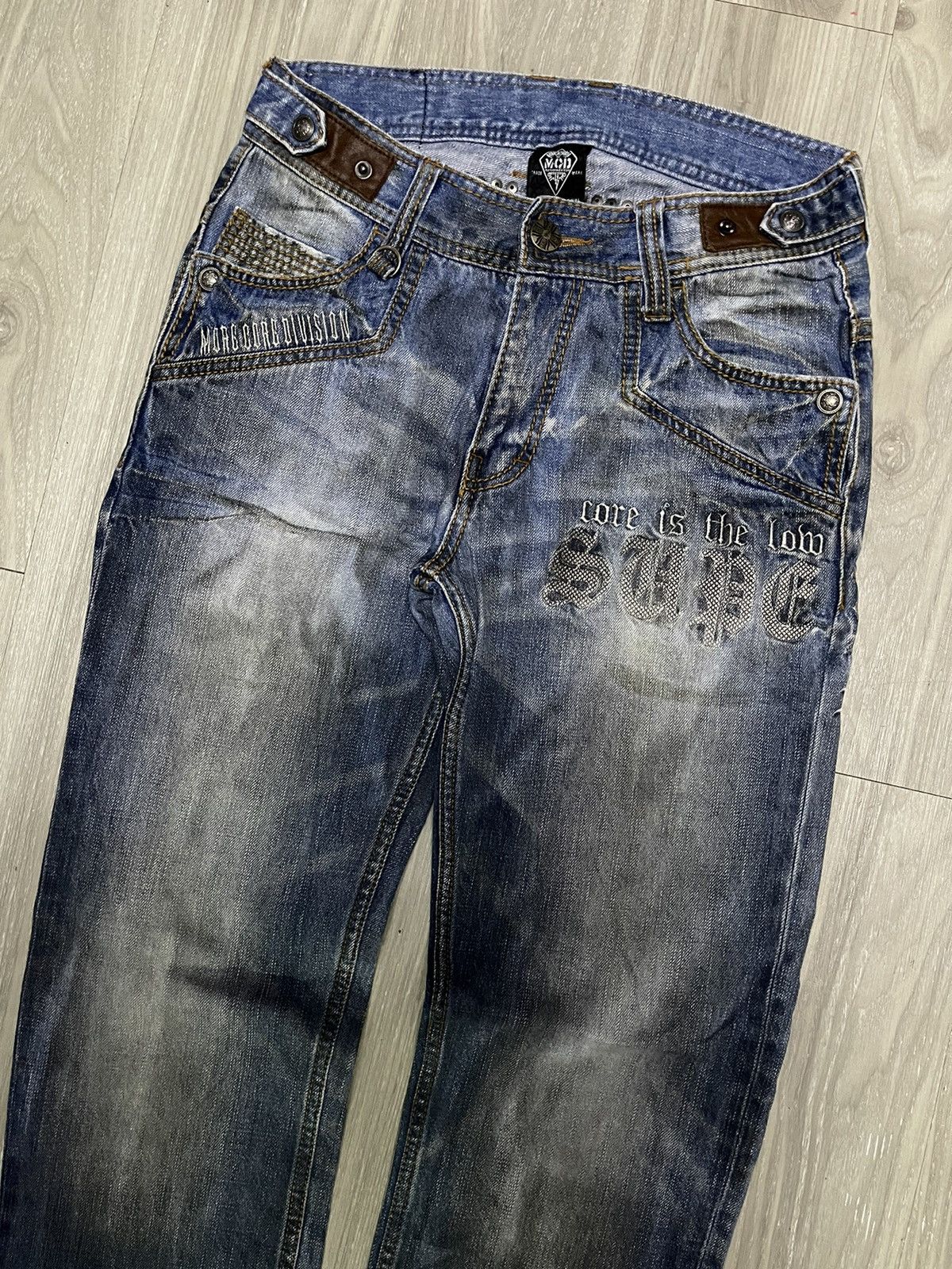 Designer × Japanese Brand MCD More Core Division - Japanese Jeans Wax Look Honeycomb Size US 30 / EU 46 - 2 Thumbnail