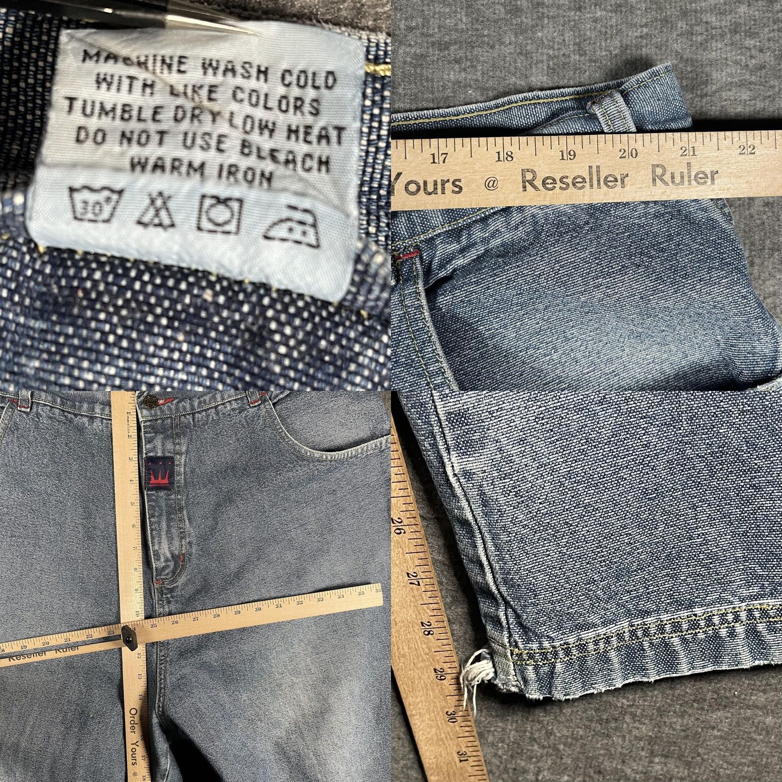 Denime VINTAGE Damani Dada Jeans Mens 43x30 Wide Leg Baggy Carpenter Hip Hop Denim Y2k Size US 44 / EU 60 - 9 Thumbnail