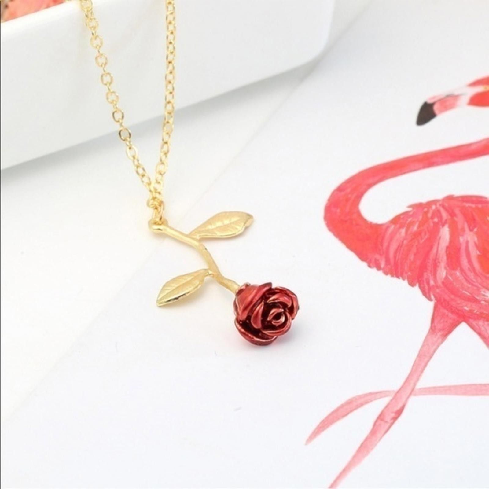 Designer Rose Pendant Necklace 18K Plated Gold NWT Size ONE SIZE - 3 Thumbnail