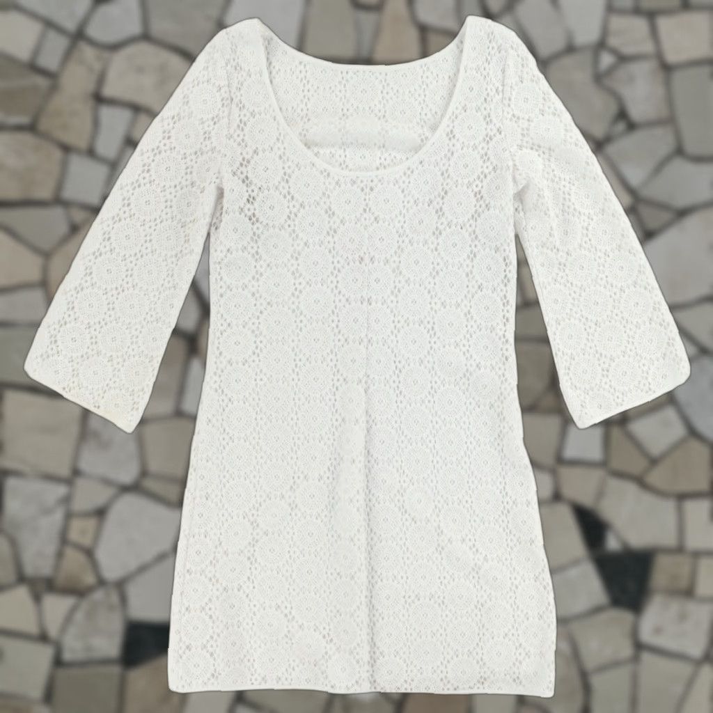 Lilly Pulitzer Lilly Pulitzer Topanga Crochet Lace Solid 3/4 Sleeve Dress White Women's S Shirt Size S / US 4 / IT 40 - 1 Thumbnail