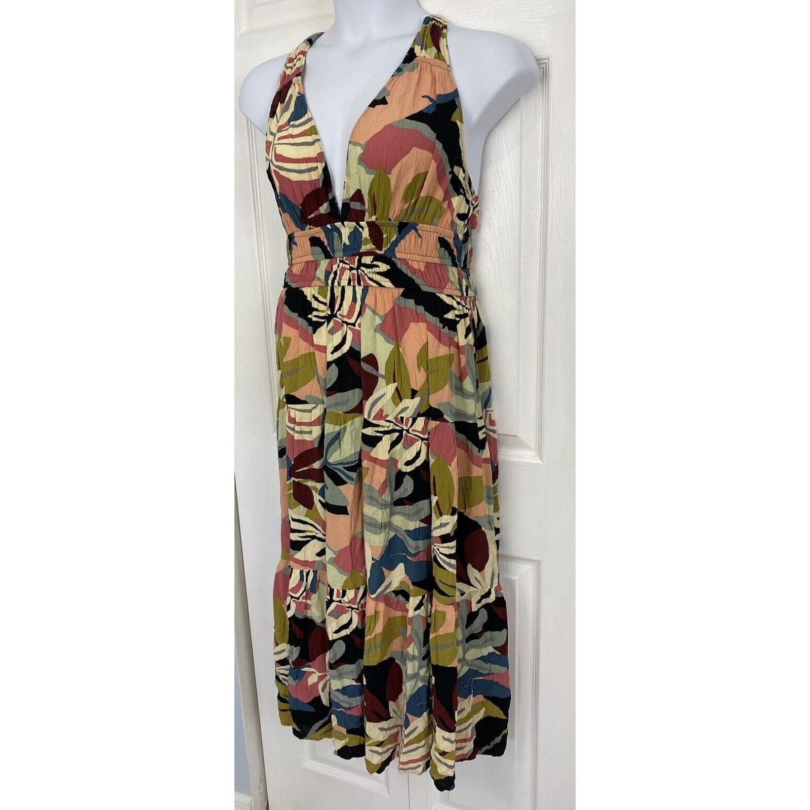 Loft Loft Beach Midi Sundress Tropical Halter Dress M Multicolor Size M / US 6-8 / IT 42-44 - 2 Thumbnail