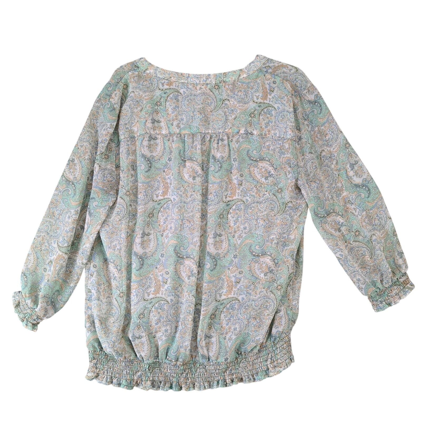 Other New York & Co Pastel Paisley Sheer Blouse Puff Sleeve XL Size XL / US 12-14 / IT 48-50 - 2 Thumbnail