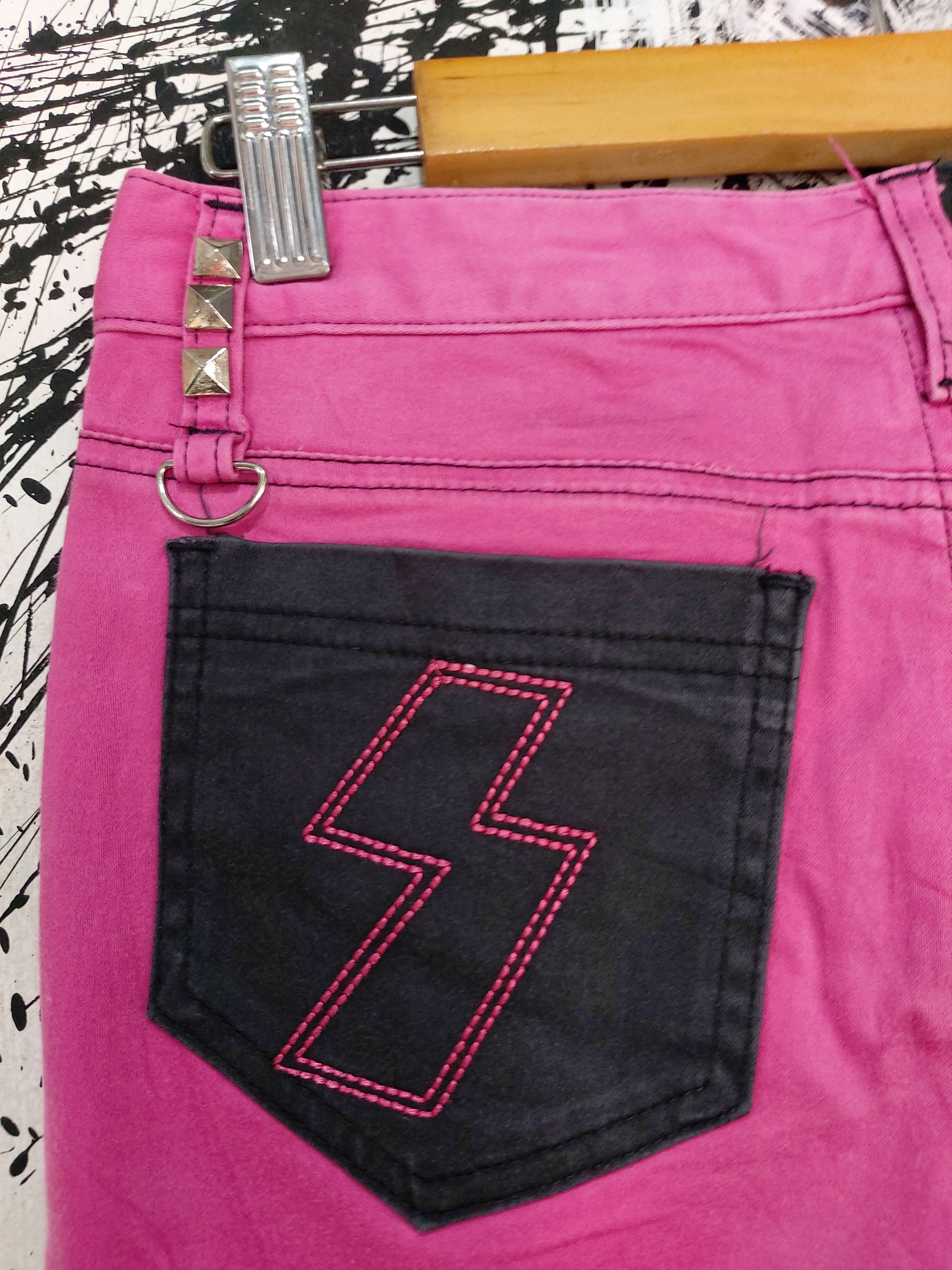 Seditionaries VINTAGE SUPER LOVERS ROCK BLACK PINK JEANS Size 26" / US 2 / IT 38 - 6 Thumbnail