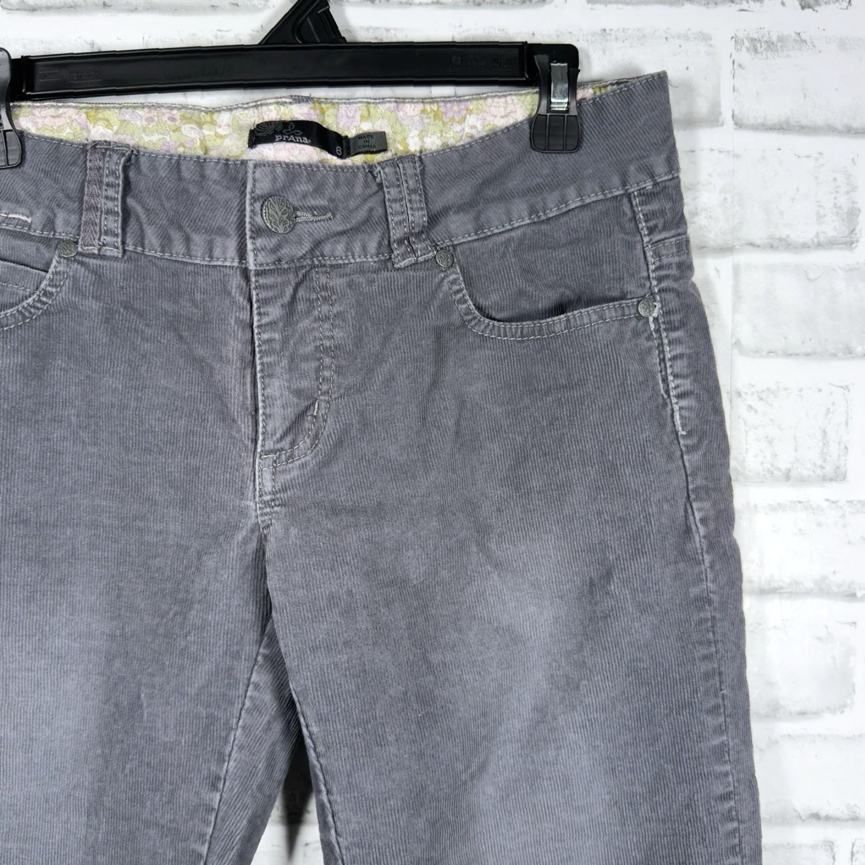 Prana PrAna Cordury Gray Casual Cotton Blend Pants Womens Size 6x31 Size 28" / US 6 / IT 42 - 2 Thumbnail