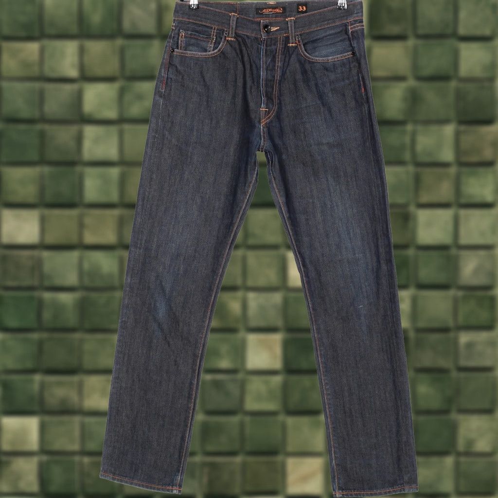 Ed Hardy VINTAGE ED HARDY 2009 Jeans Men 33/34 Regular Straight DZ3922 Blue Denim 5-Pocket Design Mens Regular Jeans Size US 33 - 1 Thumbnail