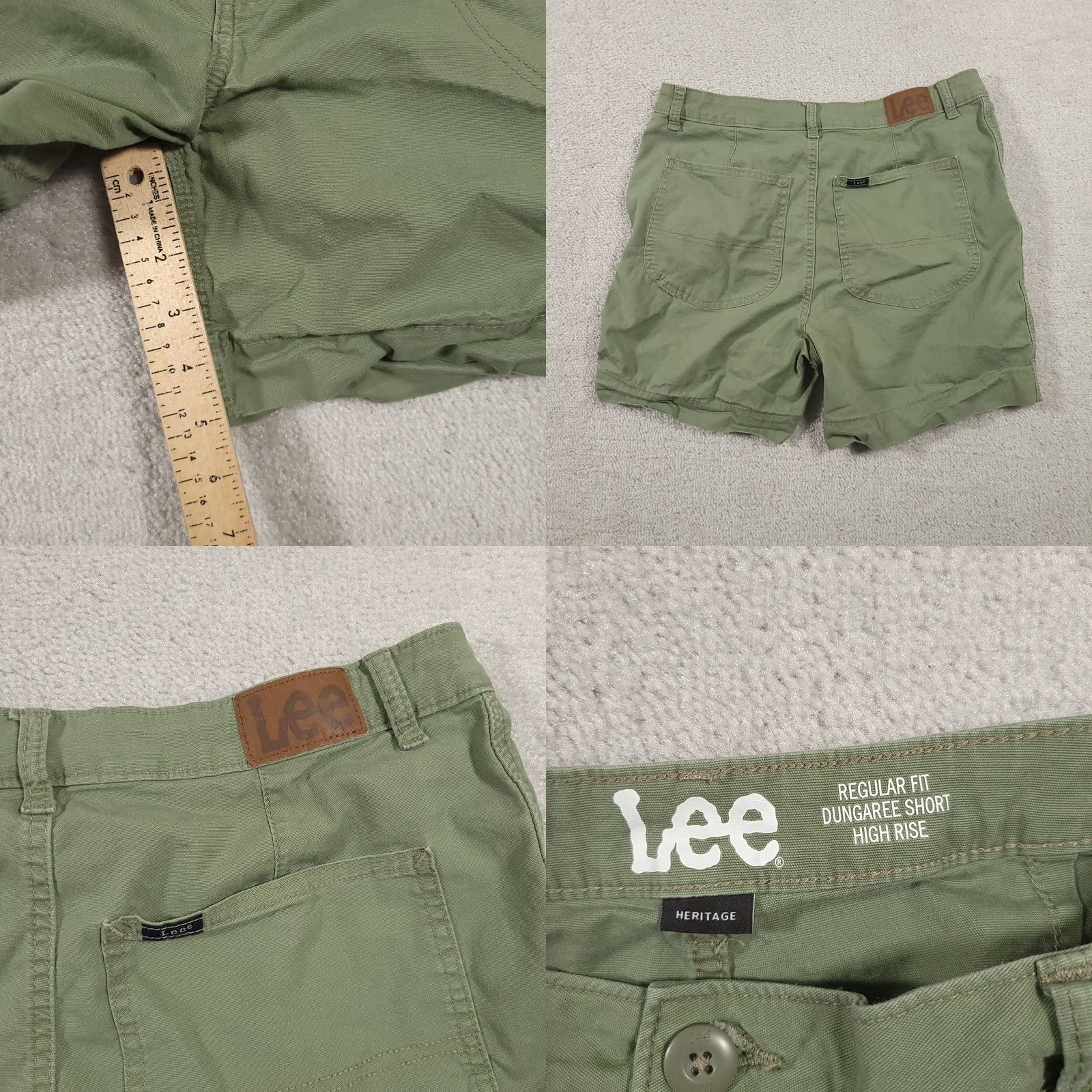 Lee Lee Regular Fit Dungaree Shorts Women’s 12 Green Heritage High Rise Casual Solid Green 12 Womens Regular Shorts Lee Size 34" / US 12 / IT 48 - 8 Thumbnail