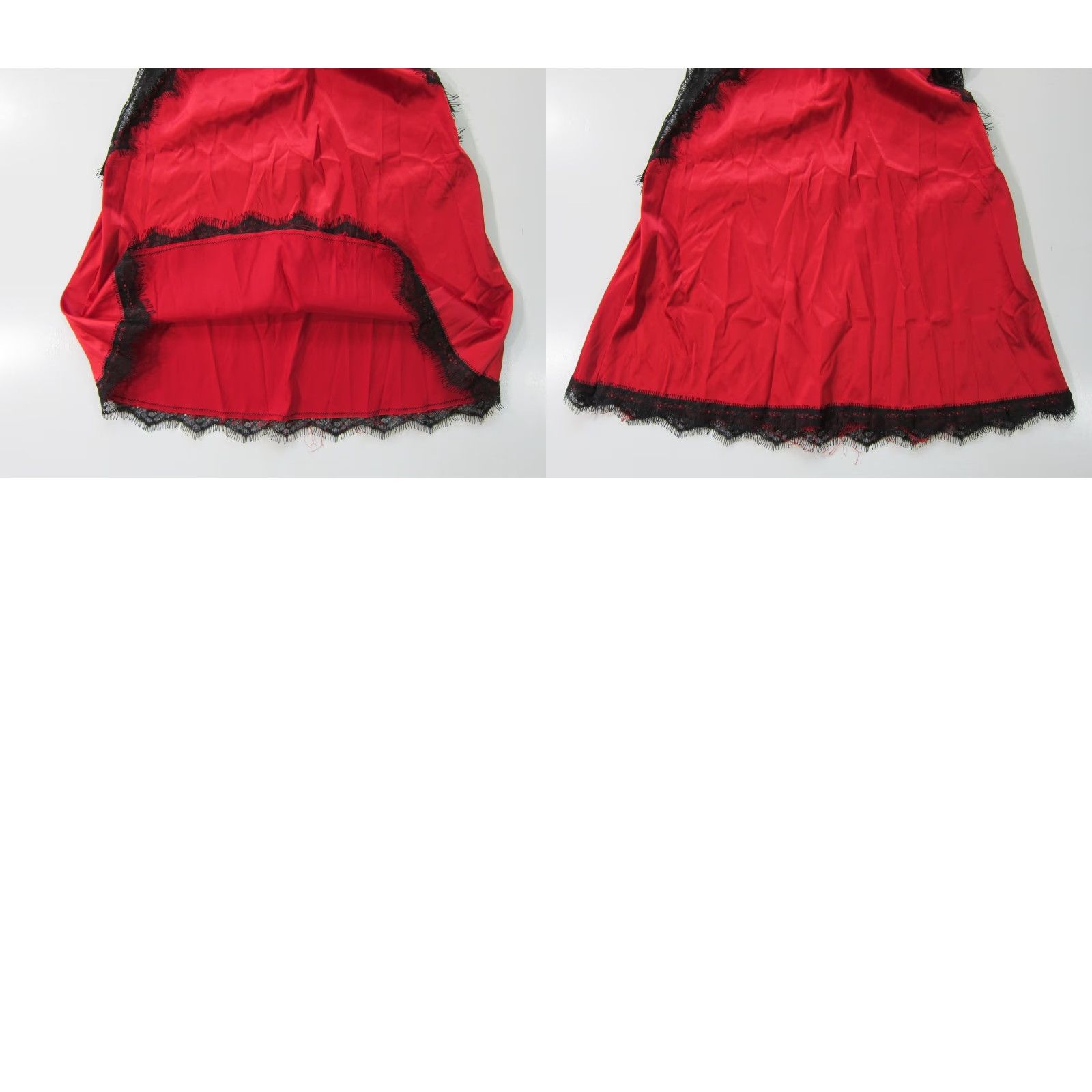 Vintage NWT Castle Megastore Red Satin Black Lace Eyelash Lingerie Sexy Cami Nighty S Size ONE SIZE - 8 Thumbnail