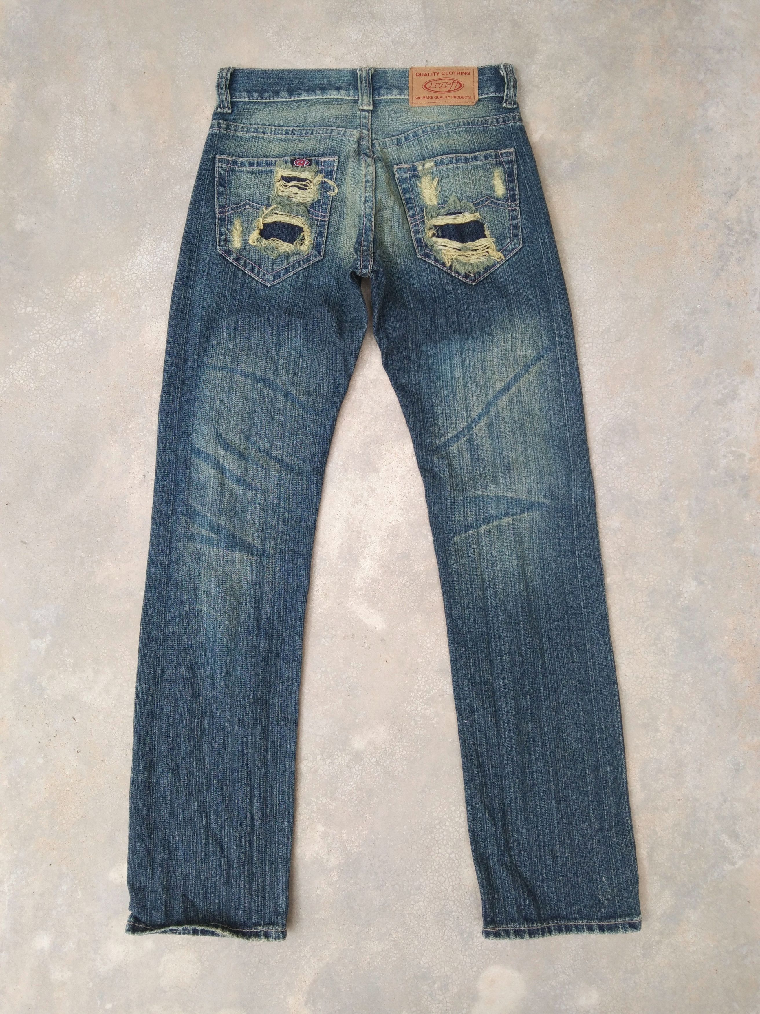 Japanese Brand Vintage Rough Rider Distressed Jeans 29x31 Size US 29 - 2 Thumbnail