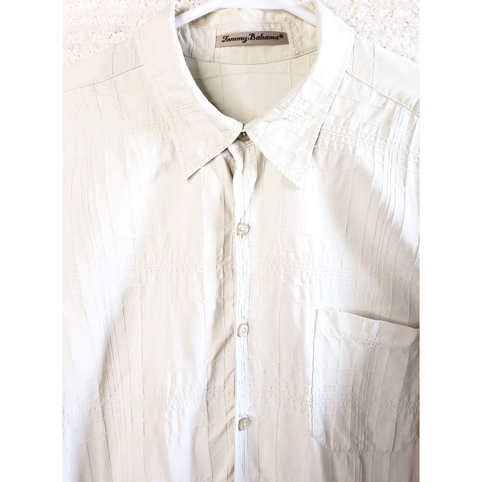 Tommy Bahama Tommy Bahama Silk Shirt Mens Large Beige 100% Silk Button-Up Classic Casual Summer Beach Ready Mens Size US L / EU 52-54 / 3 - 3 Thumbnail