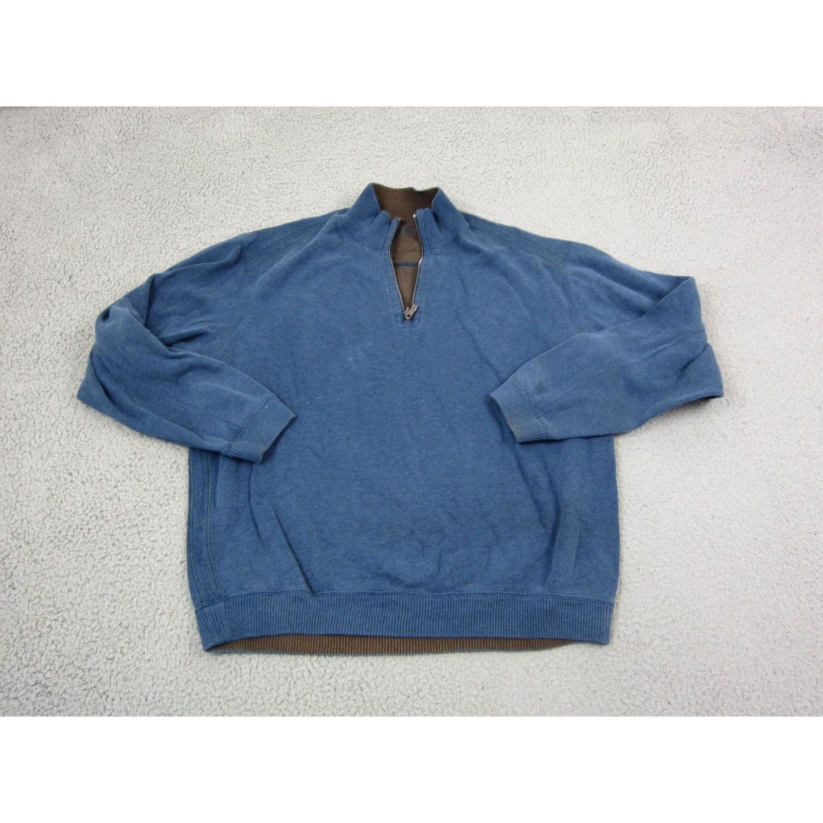 Tommy Bahama Tommy Bahama Sweater Mens L Blue Reversible 1/4 Zip Knit Cotton Casual Knitwear Pullover Size US L / EU 52-54 / 3 - 2 Thumbnail