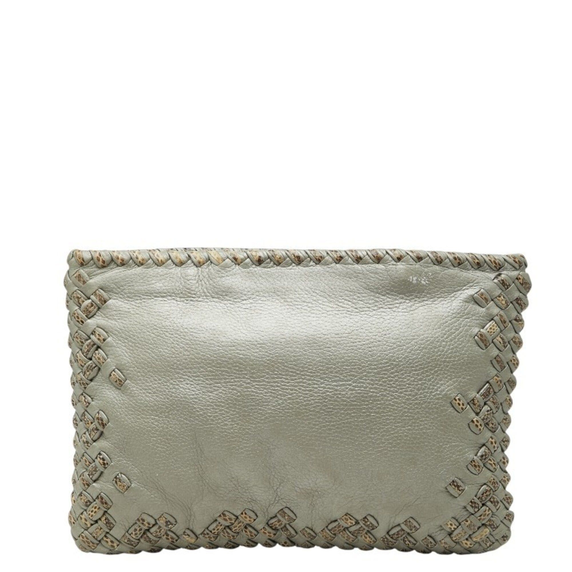 Bottega Veneta Bottega Veneta Clutch Bag, Second Gray Leather, Ayers, Women's BOTTEGAVENETA Size ONE SIZE - 1 Thumbnail